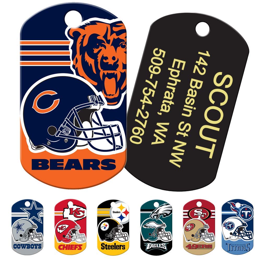 gotags-nfl-team-rectangle-dog-id-tag-officially-licensed-brass-custom-engraved image 2