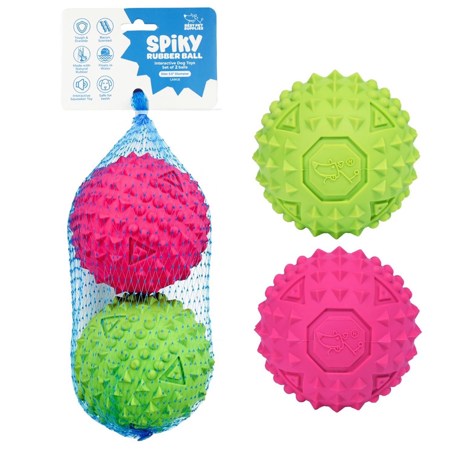 voyager-squeaky-rubber-spiky-ball-dog-toy image 5