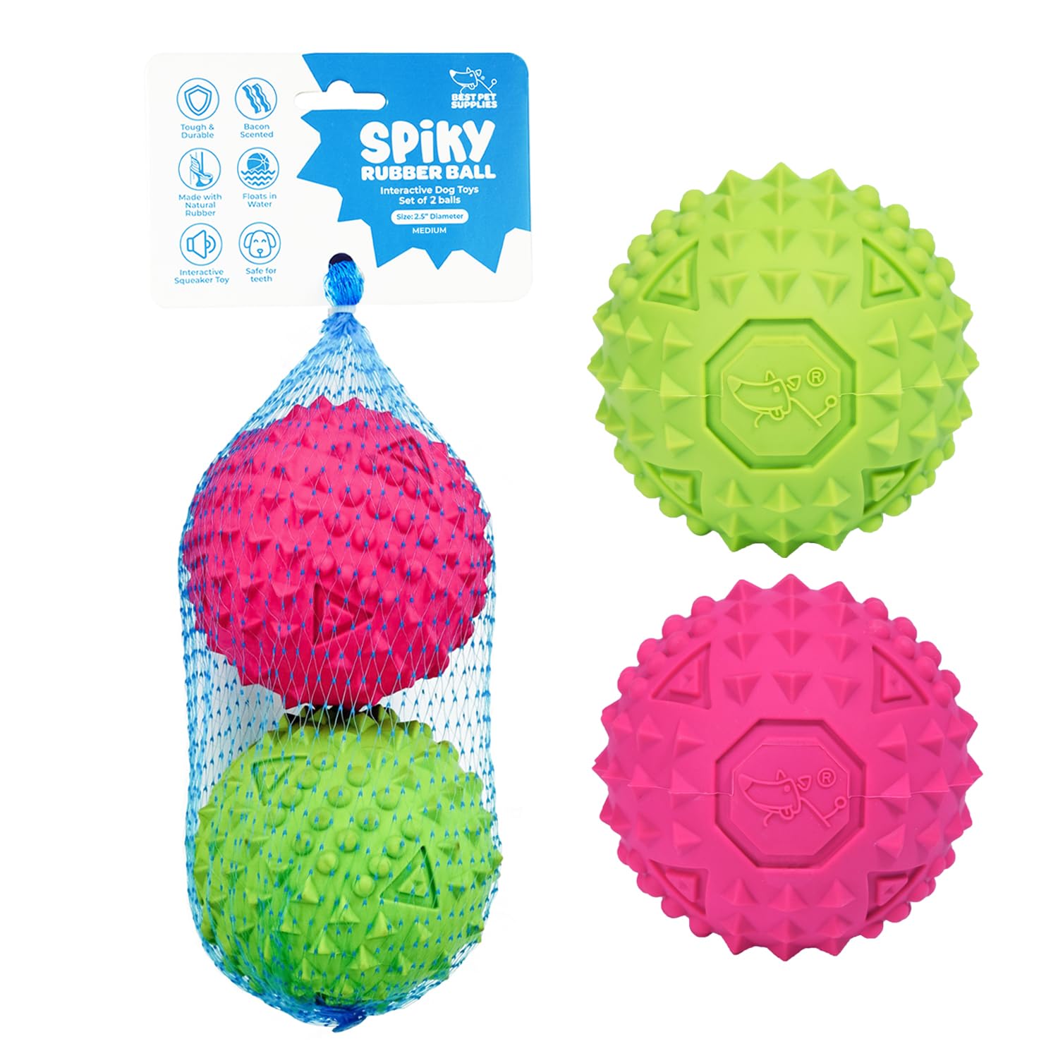 voyager-squeaky-rubber-spiky-ball-dog-toy image 6