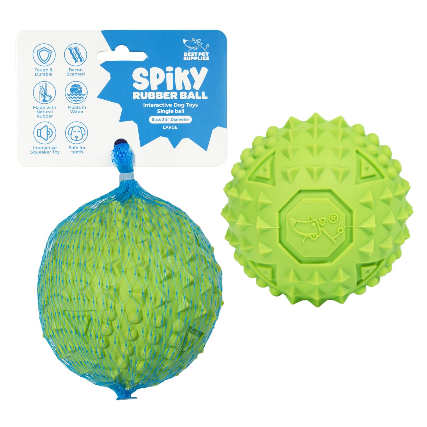 voyager-squeaky-rubber-spiky-ball-dog-toy image 8
