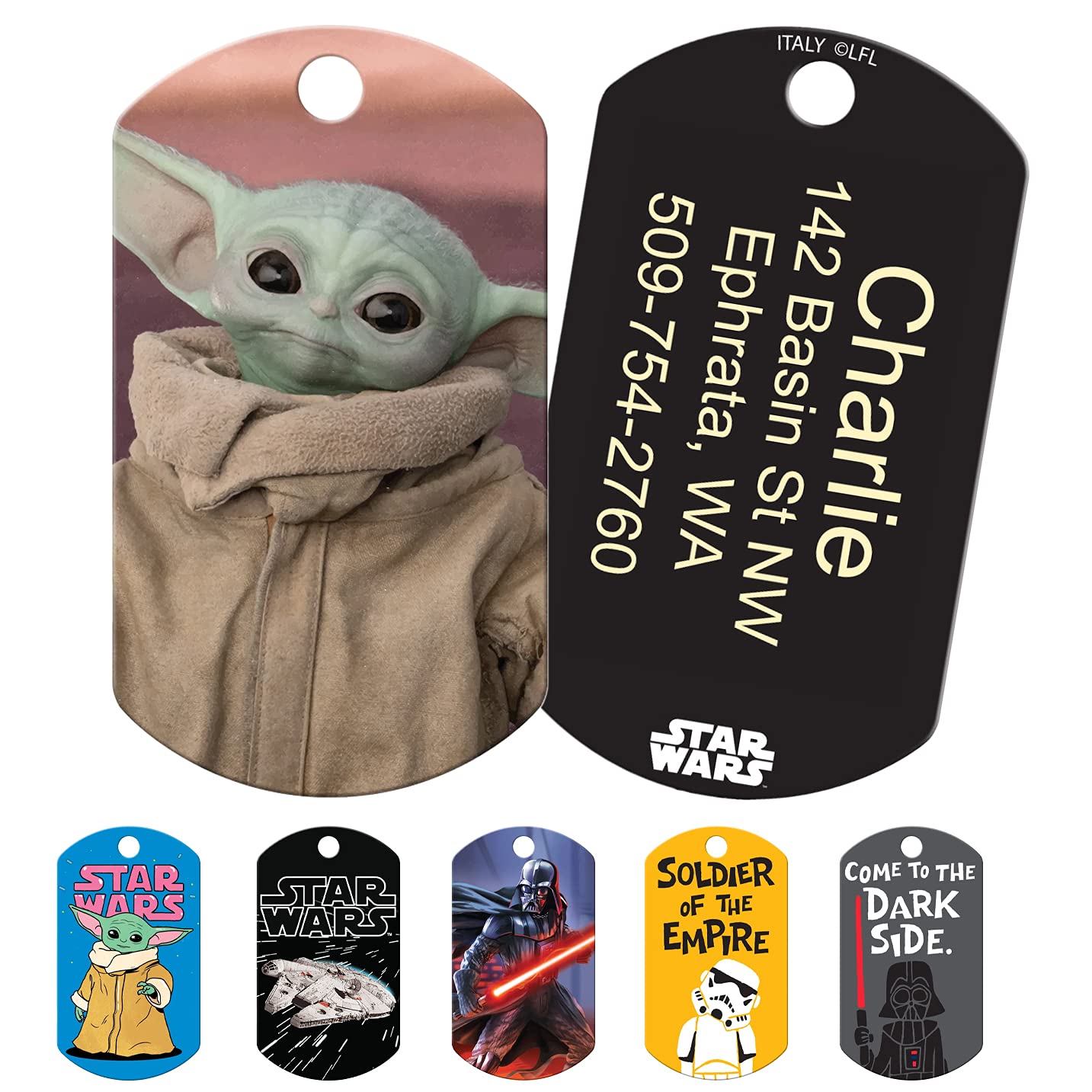 gotags-star-wars-pet-id-tag-brass-uv-cured-paint-laser-engraved-6-designs image 3