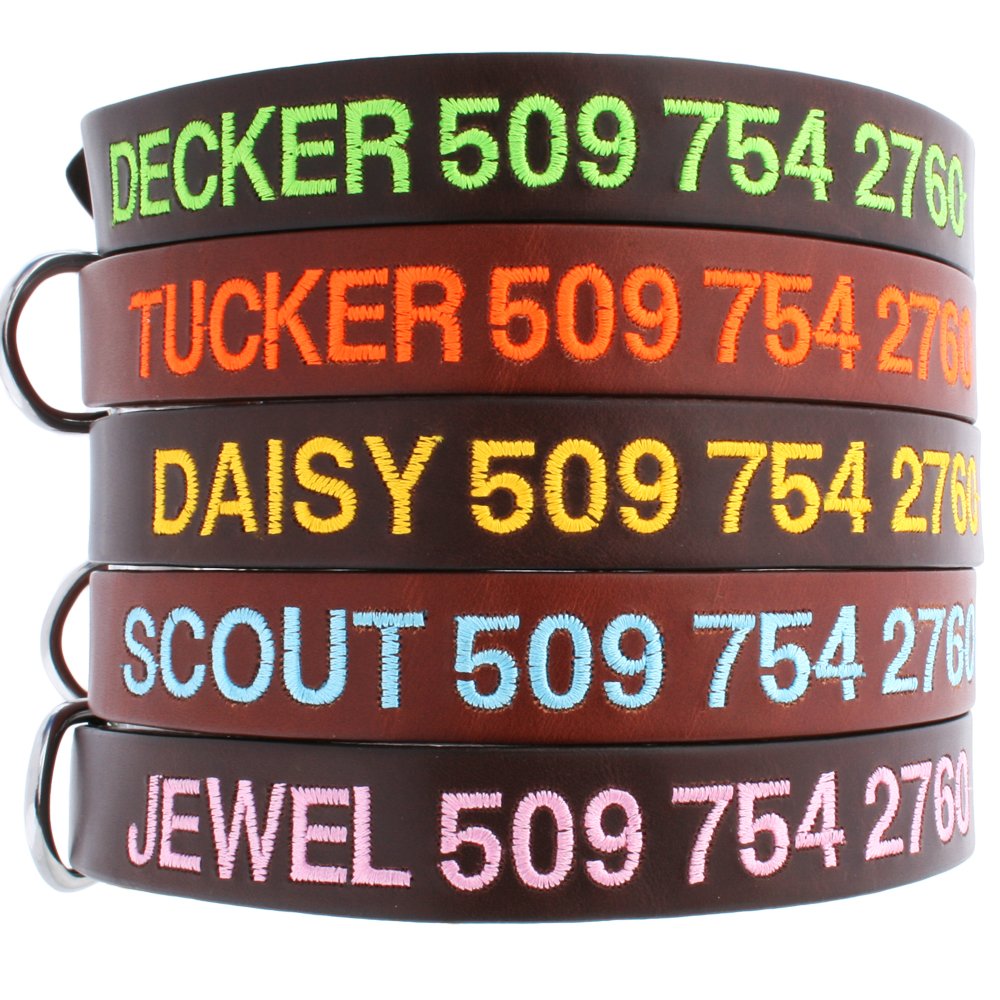 gotags-embroidered-leather-dog-collar-with-name-and-phone-number image 2