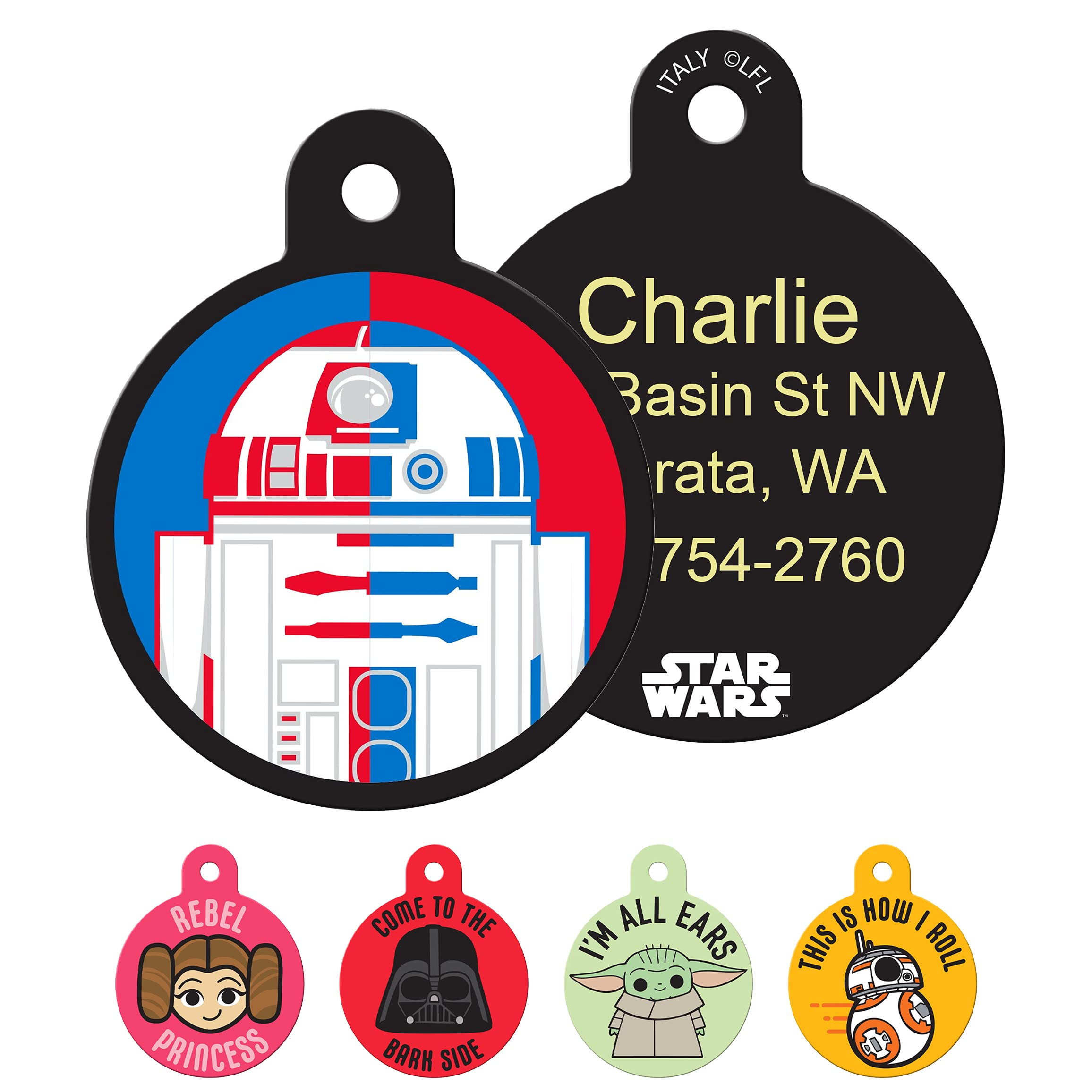 gotags-star-wars-pet-id-tag-brass-uv-cured-paint-laser-engraved-6-designs image 2