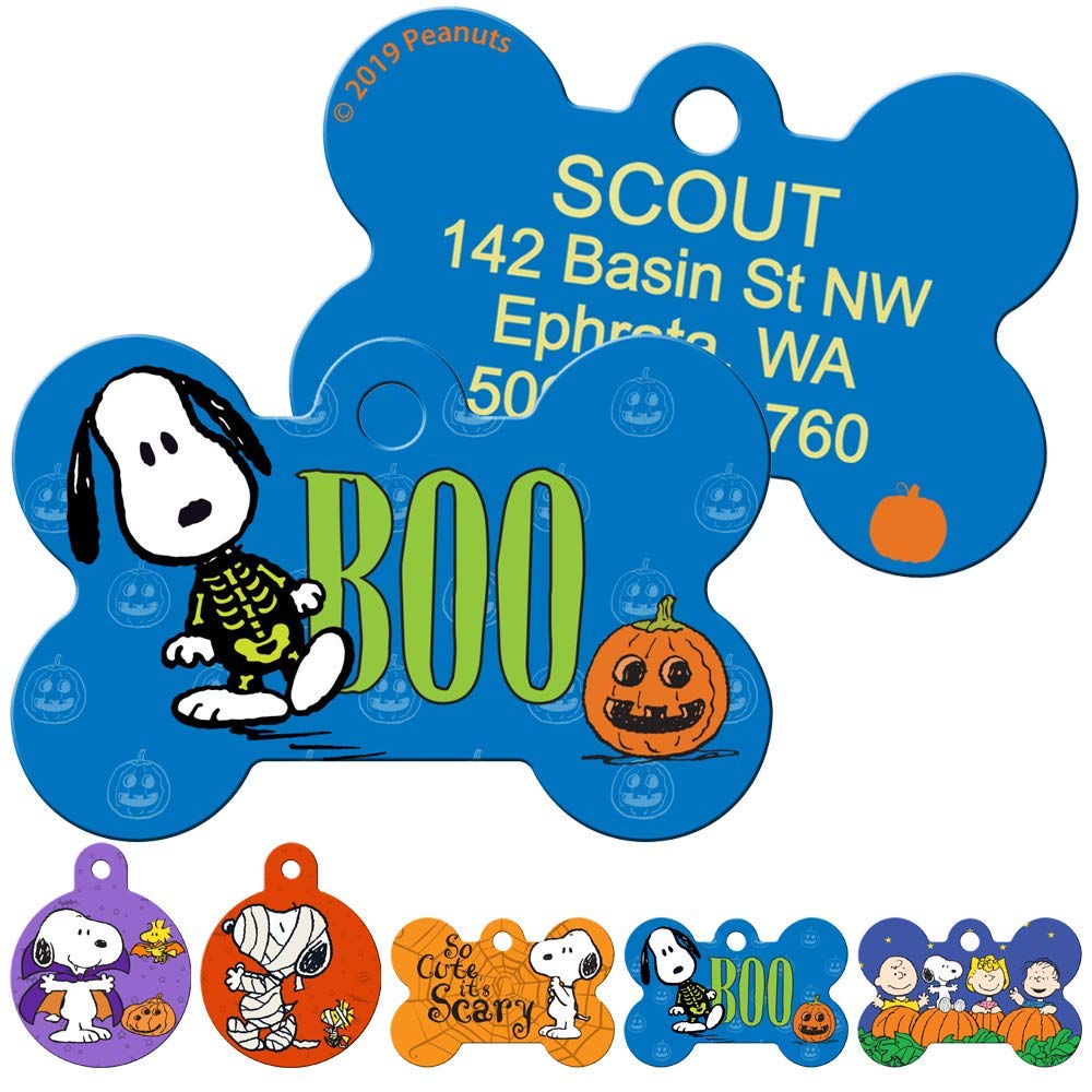 gotags-halloween-snoopy-dog-id-tag-personalized-solid-brass-peanuts-tag-4-spooky image 1