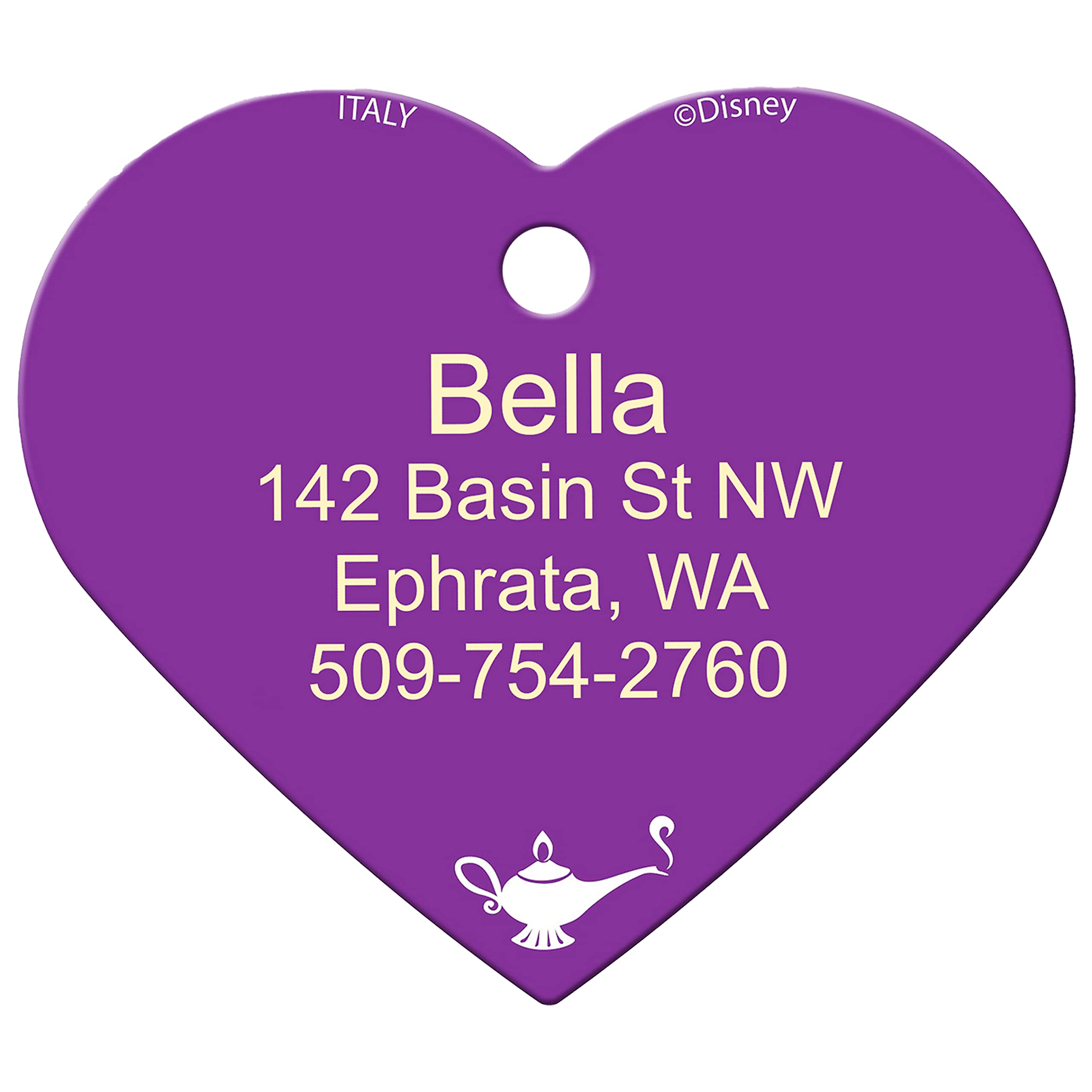 gotags-disney-princess-pet-id-tag-solid-brass-heart-shaped-personalized image 6