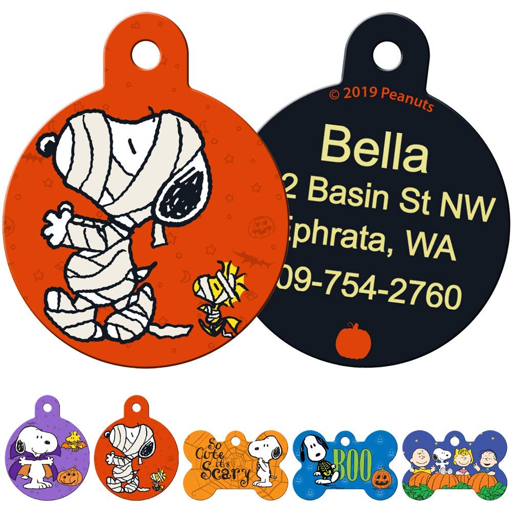 gotags-halloween-snoopy-dog-id-tag-personalized-solid-brass-peanuts-tag-4-spooky image 2