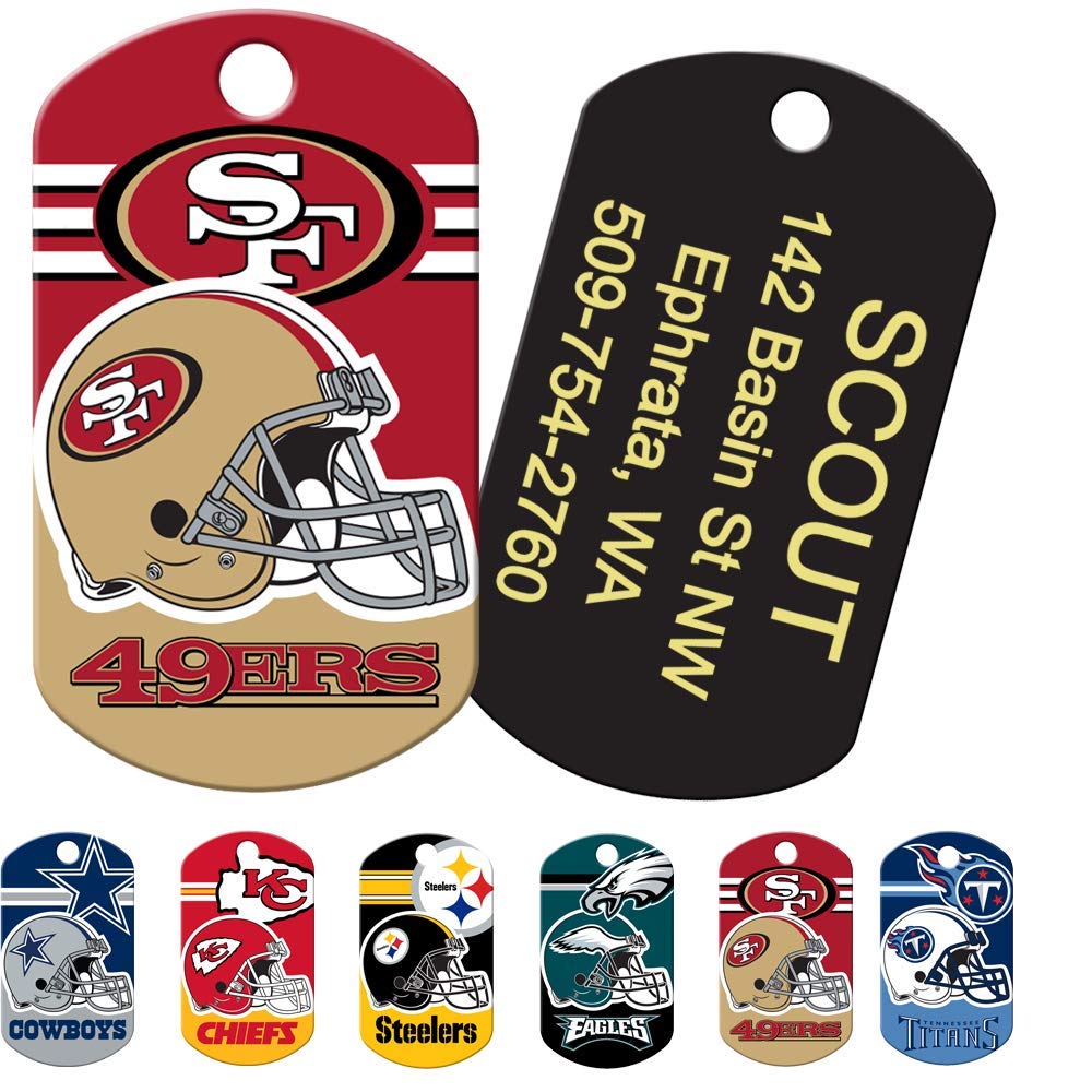 gotags-nfl-team-rectangle-dog-id-tag-officially-licensed-brass-custom-engraved image 1