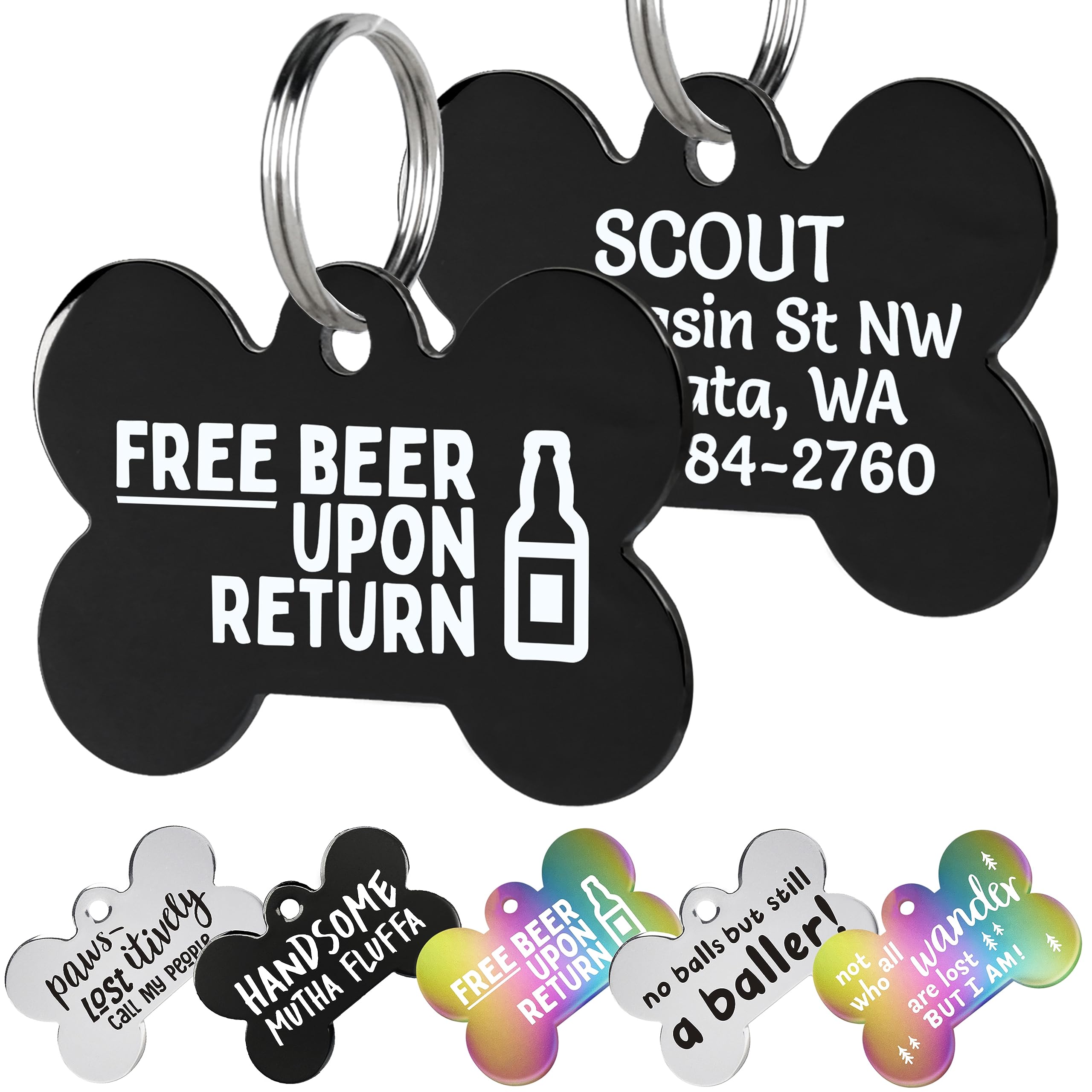 gotags-black-funny-dog-id-tag-stainless-steel-humorous-design image 1