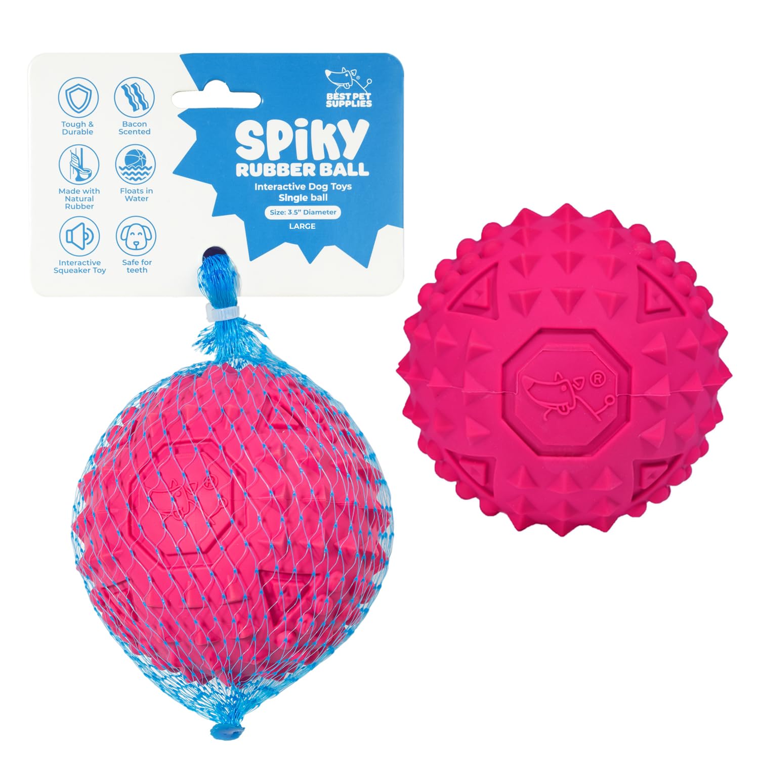 voyager-squeaky-rubber-spiky-ball-dog-toy image 7