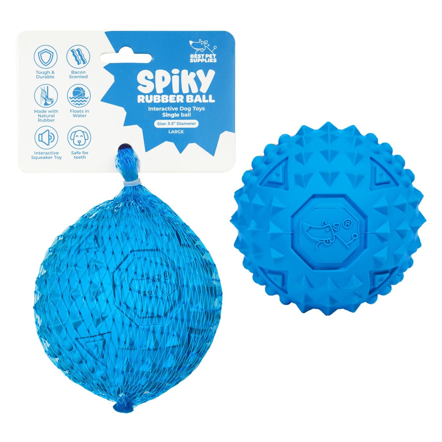 voyager-squeaky-rubber-spiky-ball-dog-toy image 2