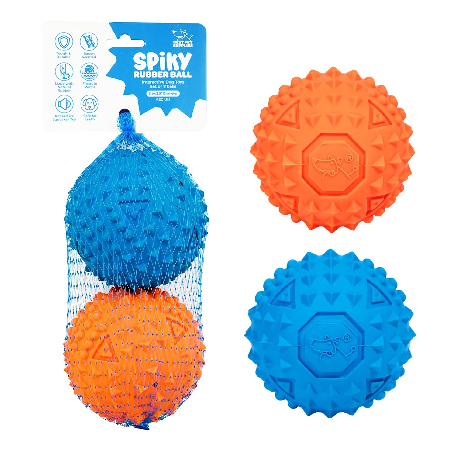 voyager-squeaky-rubber-spiky-ball-dog-toy image 4
