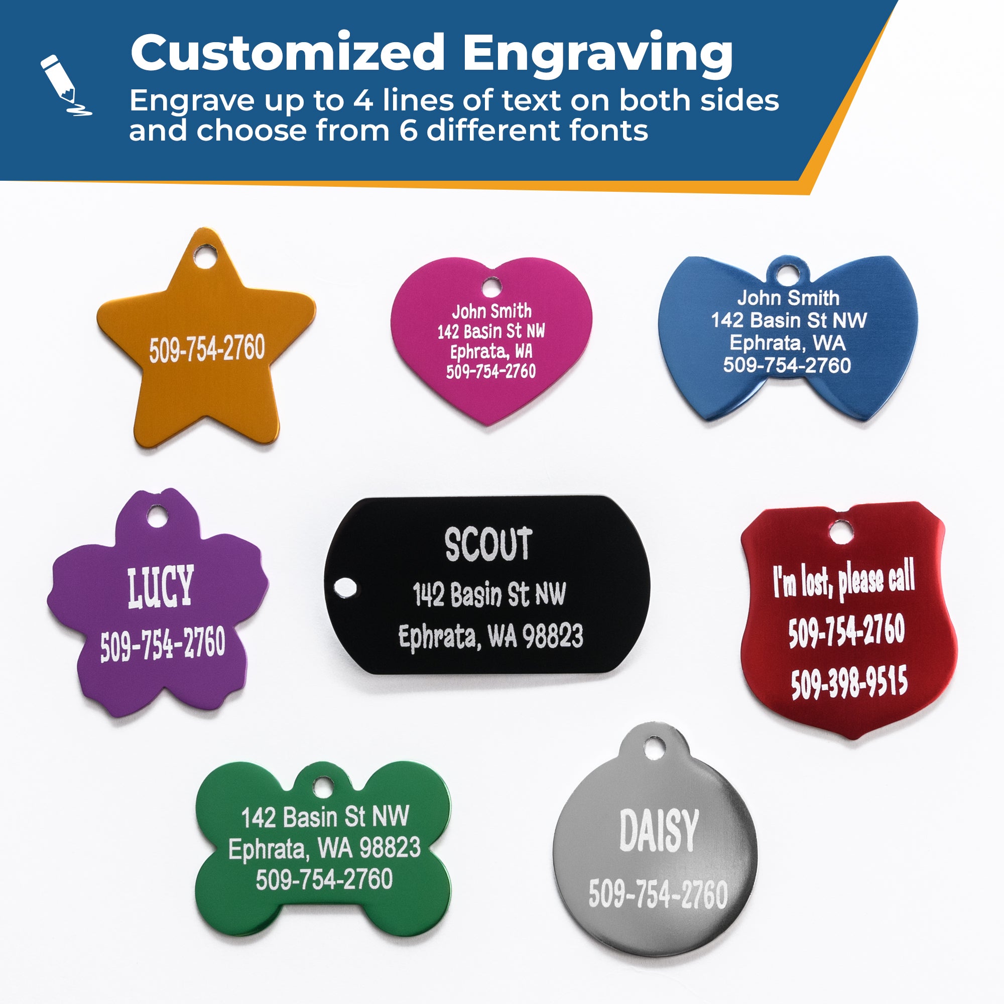 gotags-bow-tie-pet-id-tag-lightweight-aluminum-double-sided-engraving image 3