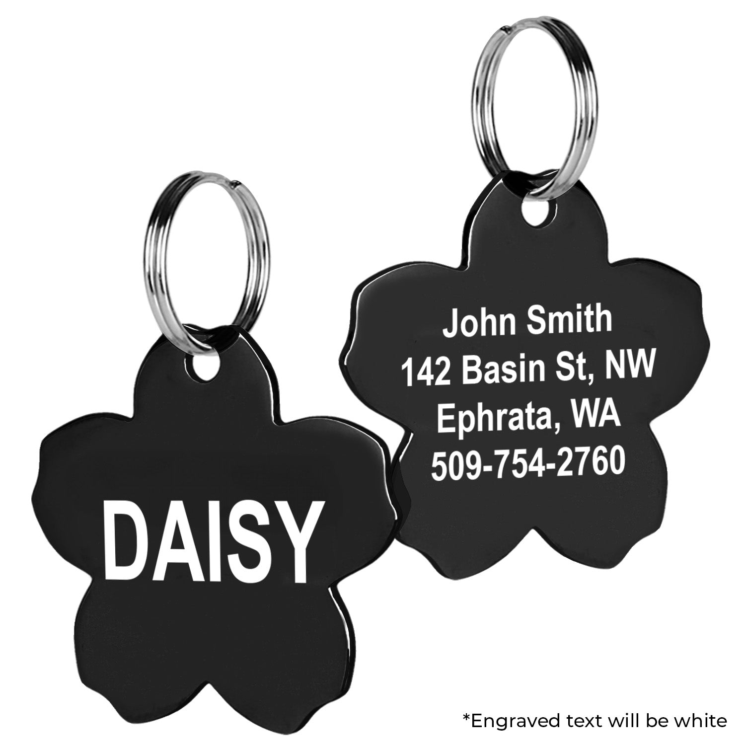 gotags-flower-pet-id-tag-in-stainless-steel-double-sided-engraving-8-lines image 3