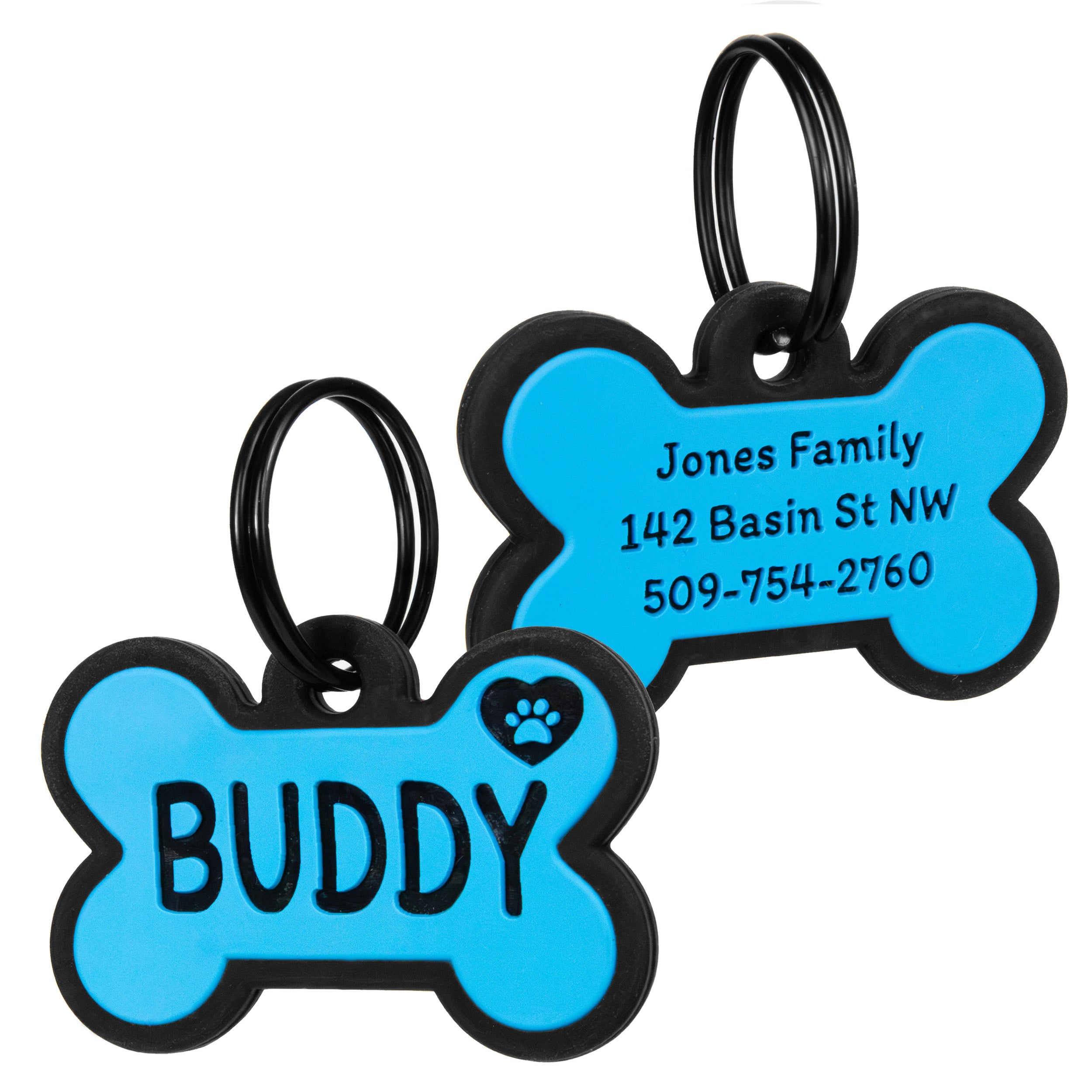 gotags-bone-silent-silicone-dog-id-tag-personalized-double-sided-engraving-8-lin image 2