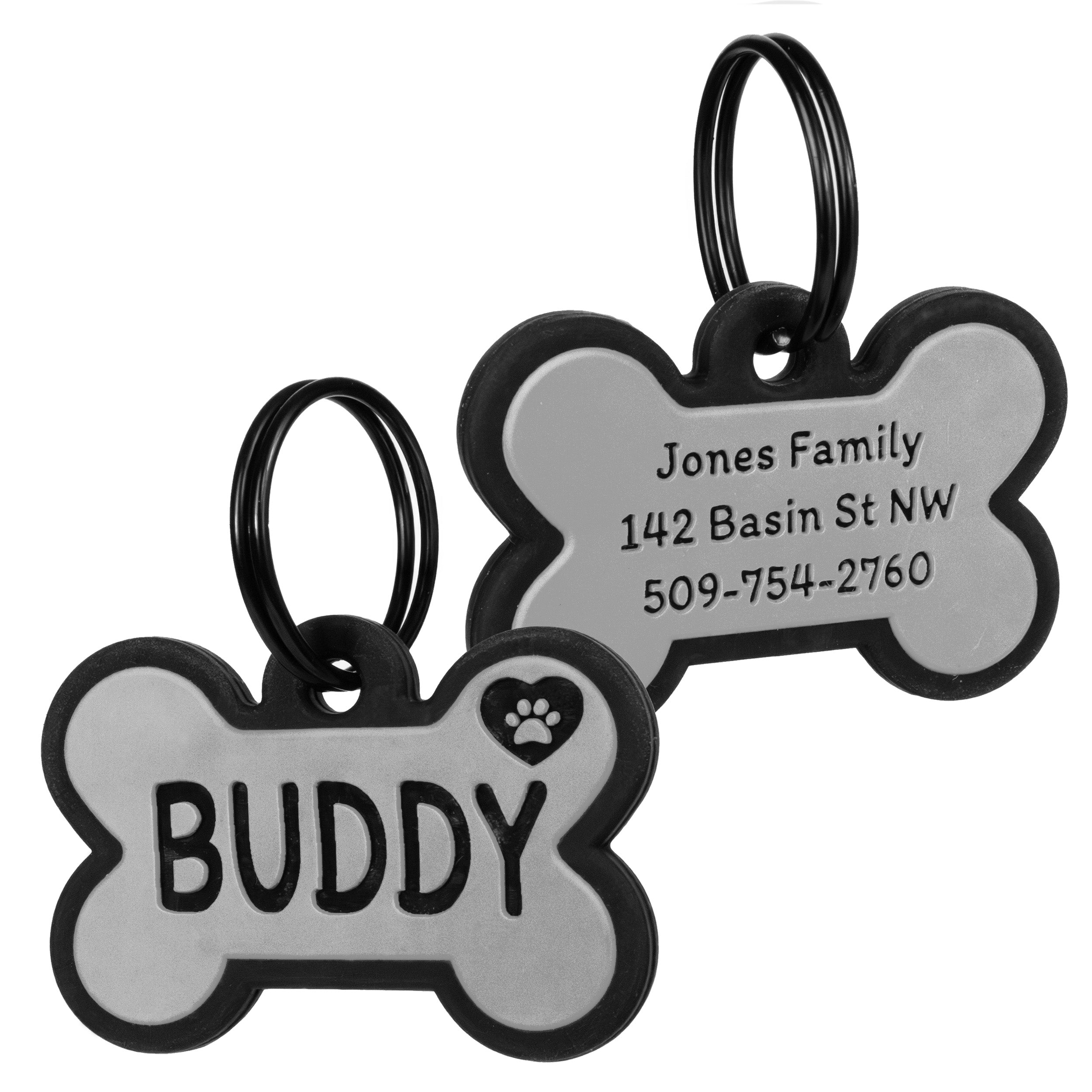 gotags-bone-silent-silicone-dog-id-tag-personalized-double-sided-engraving-8-lin image 3