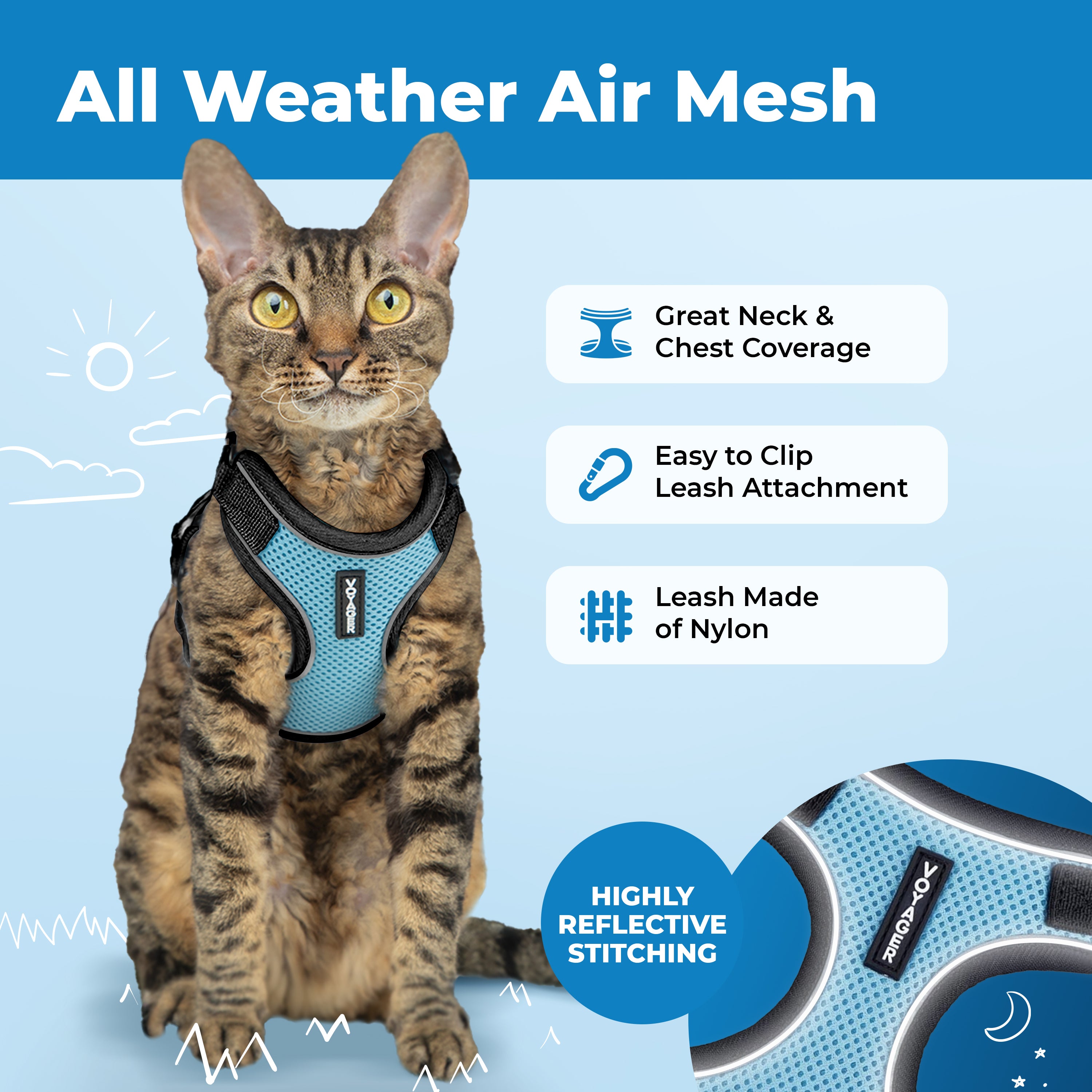 voyager-escape-proof-cat-harness-and-leash-set-adjustable-reflective-with-black- image 4