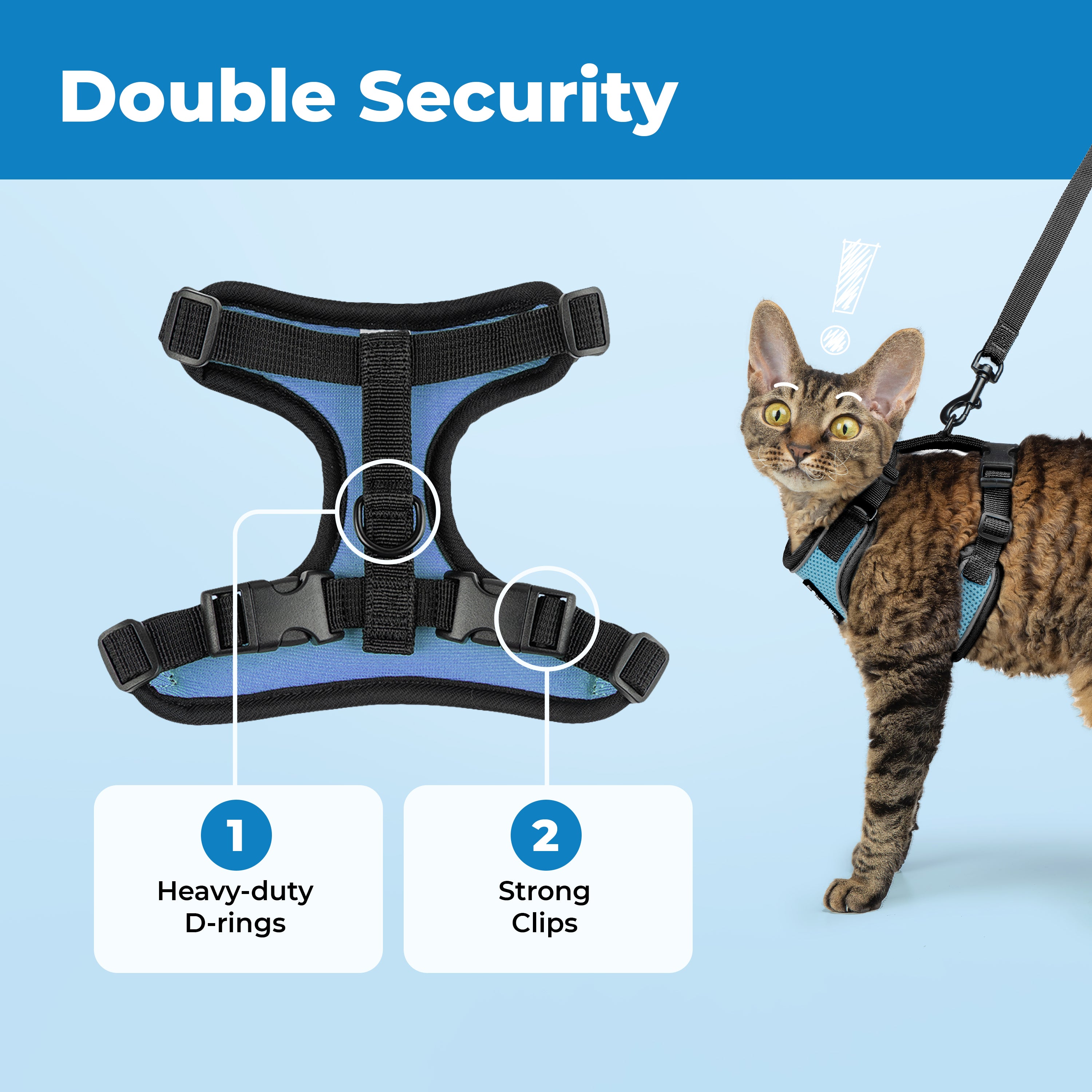 voyager-escape-proof-cat-harness-and-leash-set-adjustable-reflective-with-black- image 2