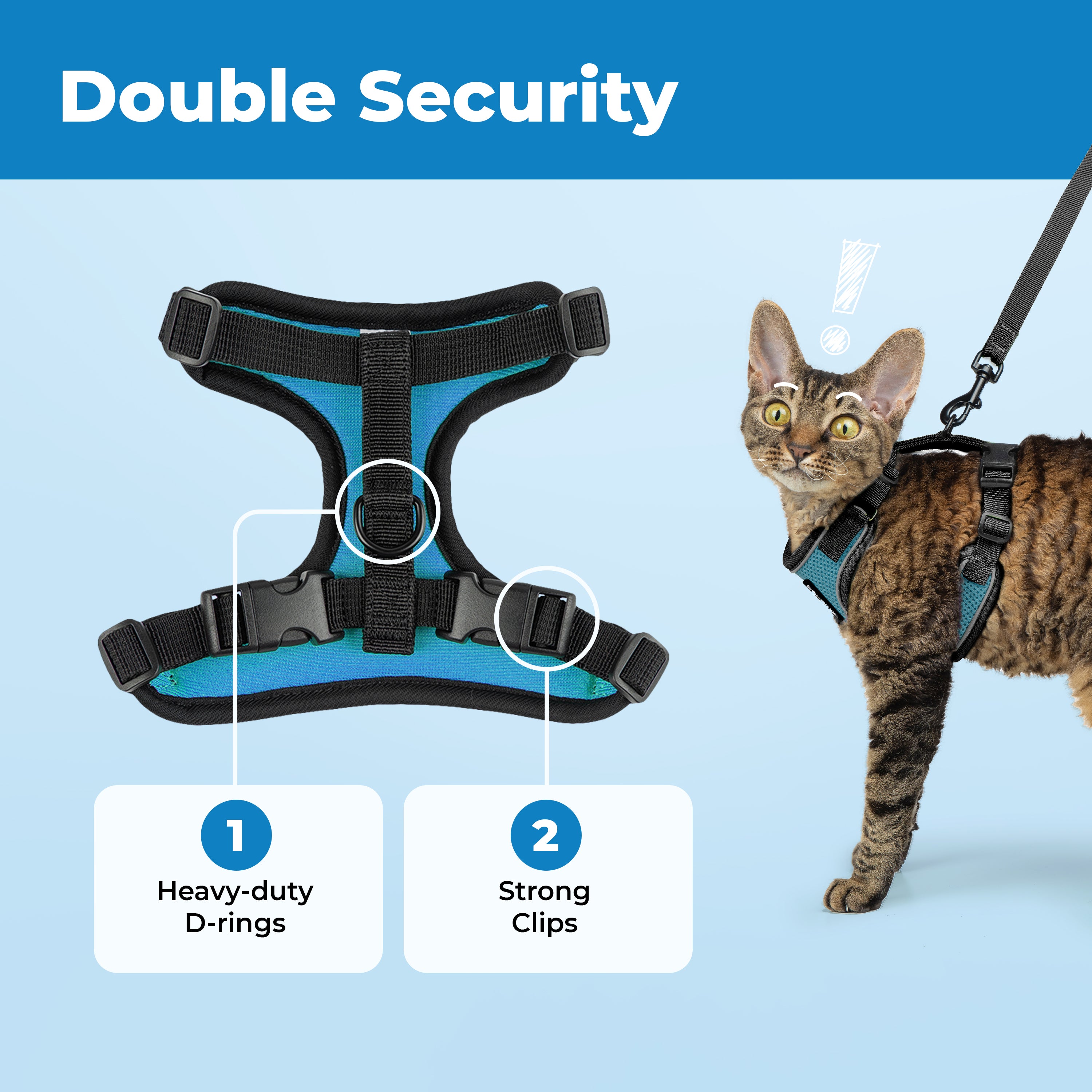 voyager-escape-proof-cat-harness-and-leash-set-adjustable-reflective-with-black- image 8