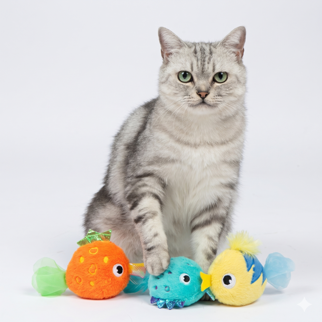 catify-fluffy-fish-cat-toy-premium-catnip-filled-plush-fish-set-for-interactive- image 2