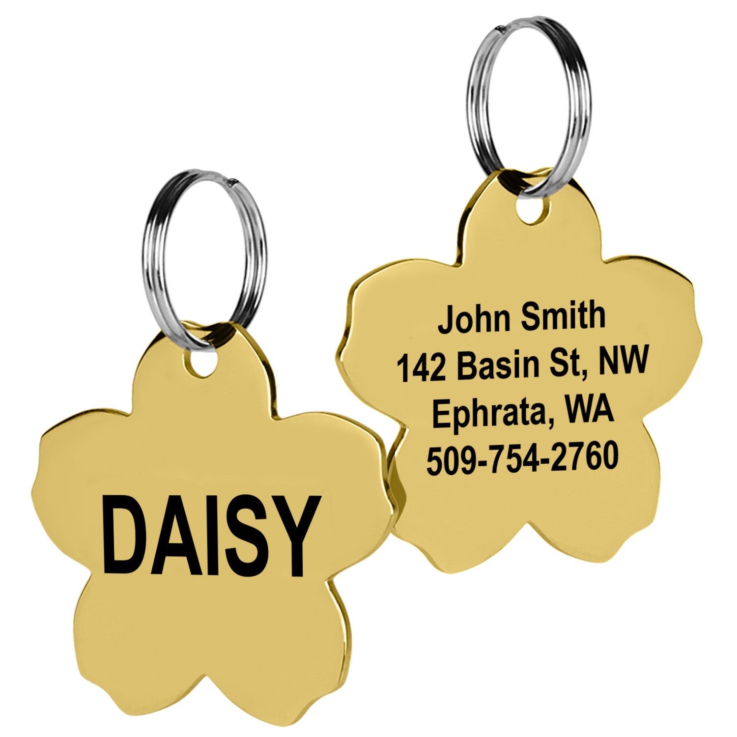 gotags-flower-pet-id-tag-in-stainless-steel-double-sided-engraving-8-lines image 5