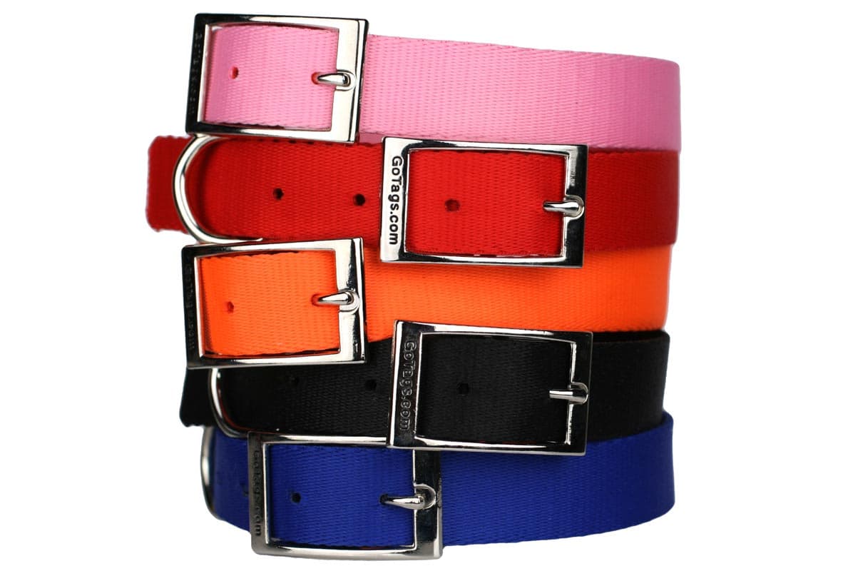 gotags-dog-collar-with-metal-buckle-premium-nylon-5-colors-9-sizes-machine-washa image 1