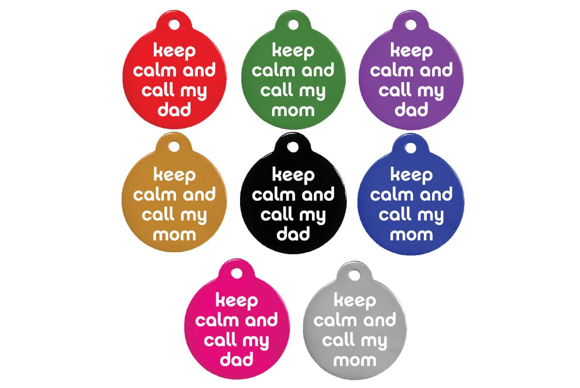 gotags-keep-calm-call-my-mom-dad-pet-id-tags-with-glow-in-the-dark-silencer image 3