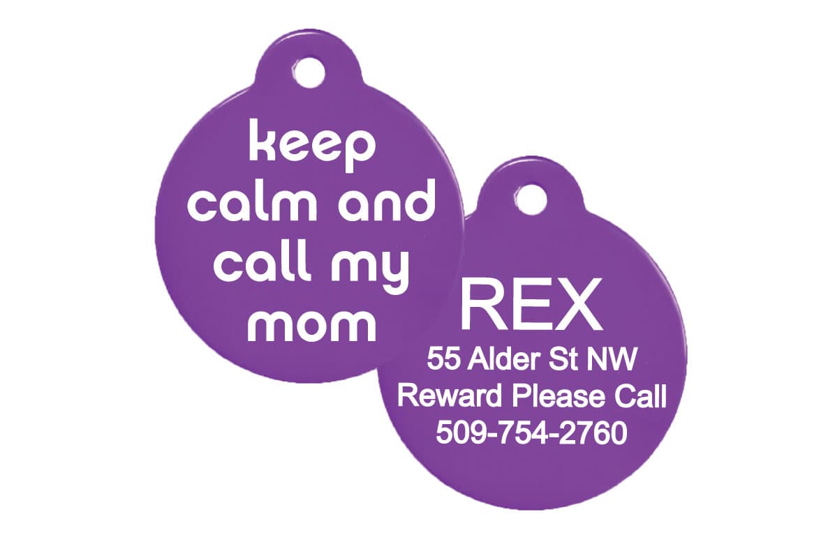 gotags-keep-calm-call-my-mom-dad-pet-id-tags-with-glow-in-the-dark-silencer image 2