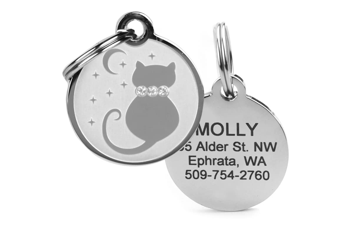 gotags-starry-moon-crystal-cat-id-tag-stainless-steel-with-swarovski-crystals-cu image 1