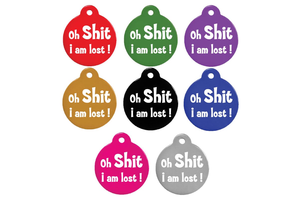 gotags-oh-shit-i-m-lost-funny-pet-id-tag-with-silencer-aluminum-glow-in-the-dark image 3