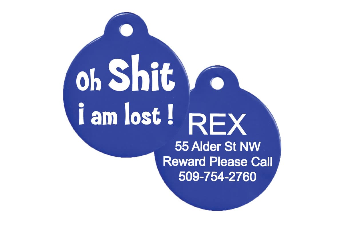 gotags-oh-shit-i-m-lost-funny-pet-id-tag-with-silencer-aluminum-glow-in-the-dark image 2