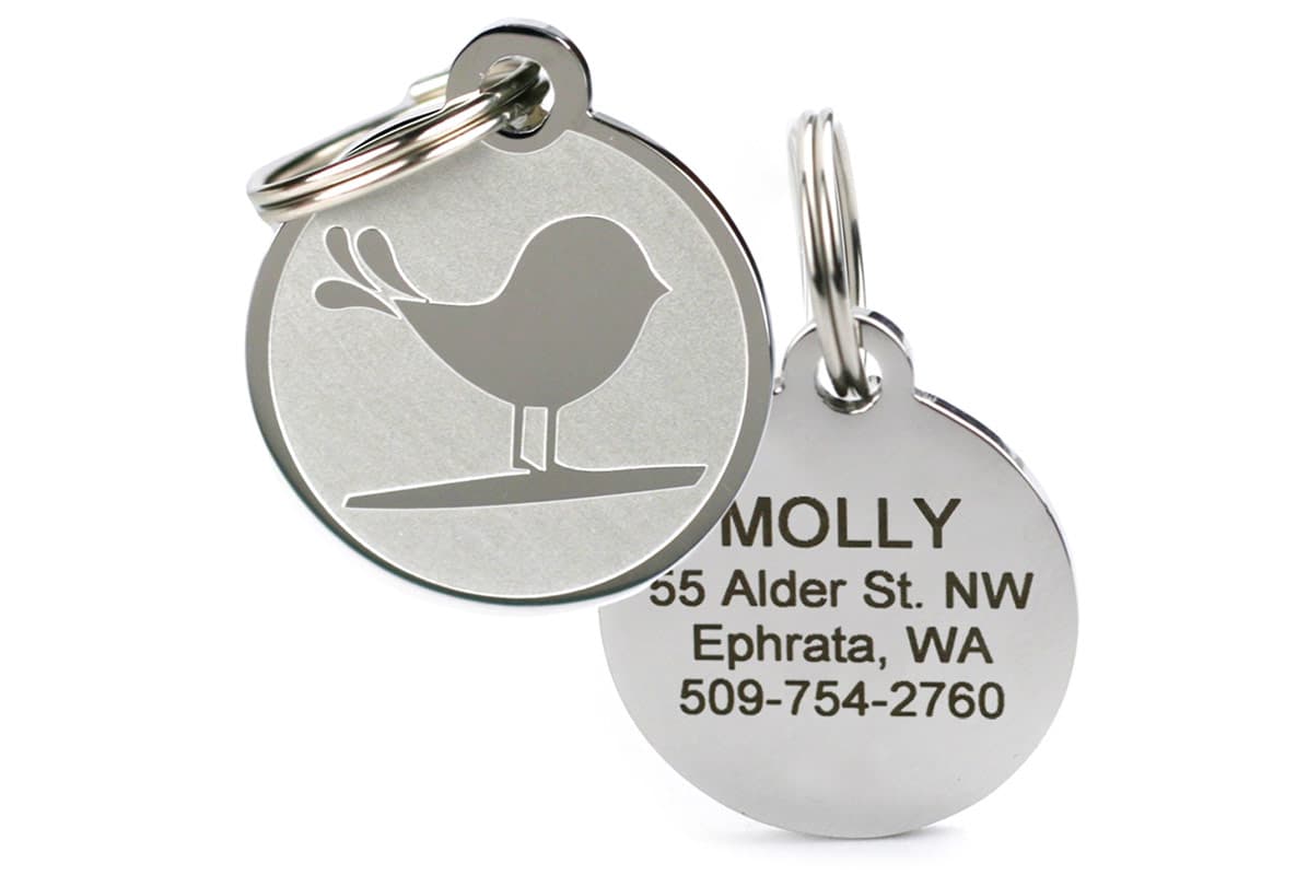 gotags-pet-id-tag-with-bird-design-stainless-steel-engravable image 1