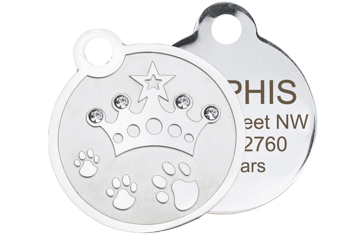 gotags-crystal-crown-pet-id-tag-in-stainless-steel-with-swarovski-crystals-custo image 1