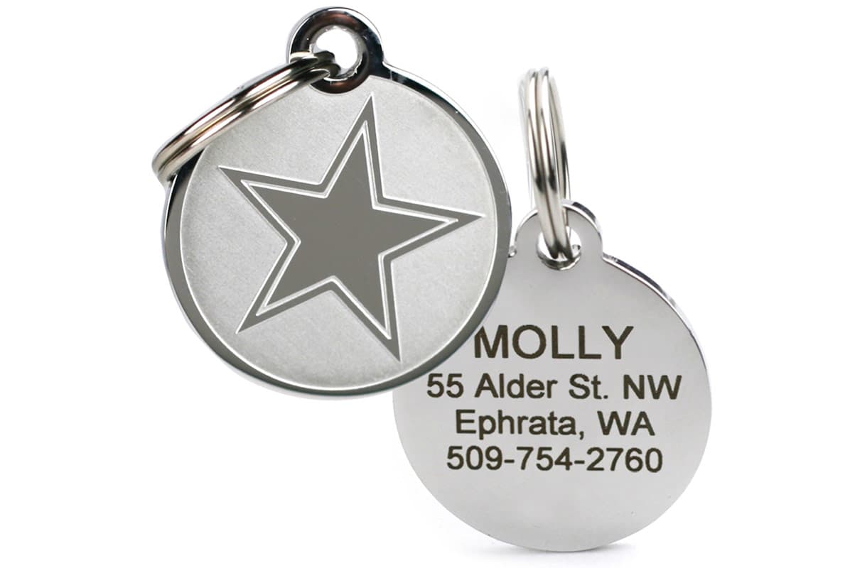 gotags-pet-id-tag-with-star-stainless-steel-embossed-design-personalized-engravi image 1
