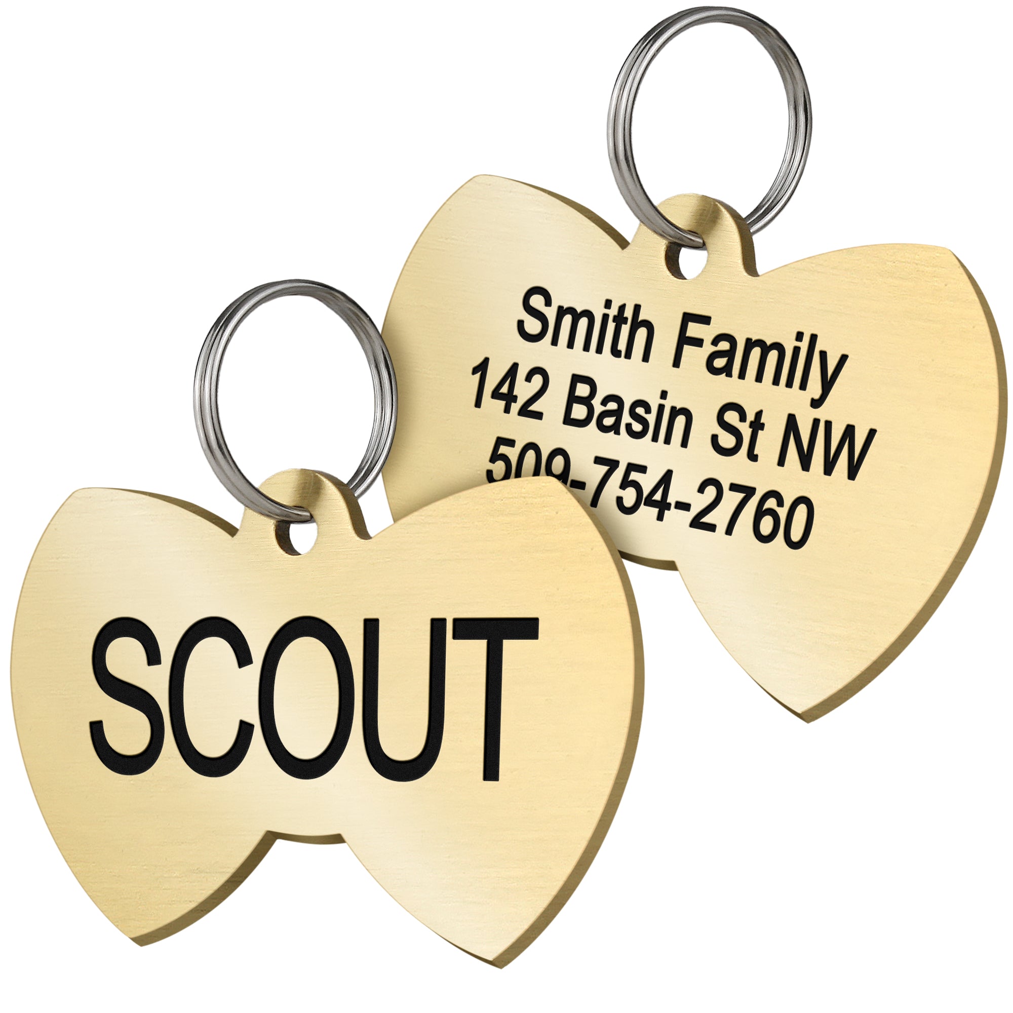 gotags-bow-tie-shape-solid-brass-dog-id-tag-double-sided-engraving-two-sizes image 1