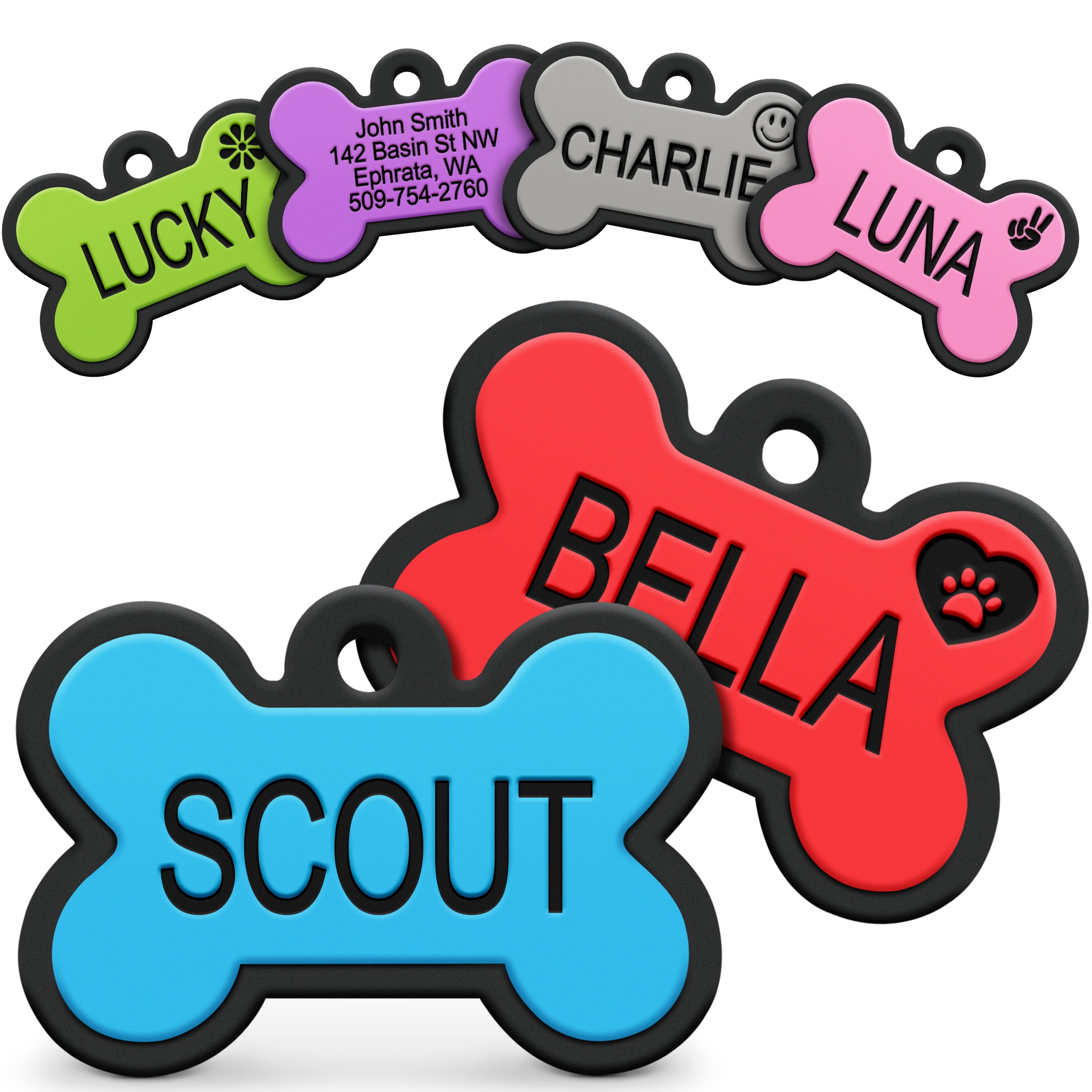gotags-bone-silent-silicone-dog-id-tag-personalized-double-sided-engraving-8-lin image 8