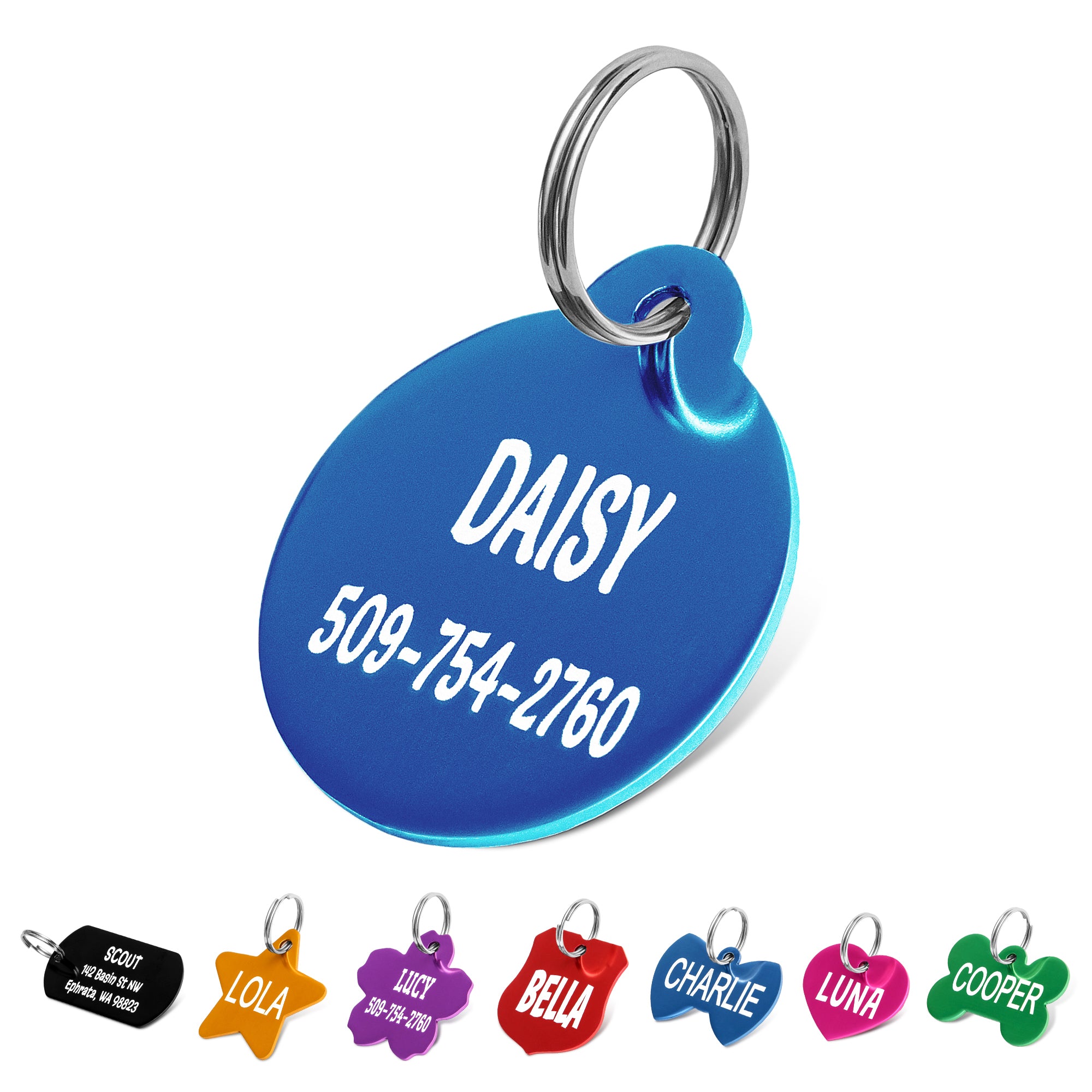 gotags-round-pet-id-tags-personalized-double-sided-engraving-aluminum-2-sizes image 1