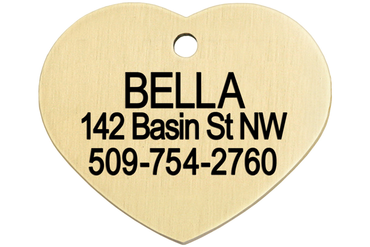 gotags-heart-shape-brass-dog-id-tag-personalized-double-sided-engraving image 2