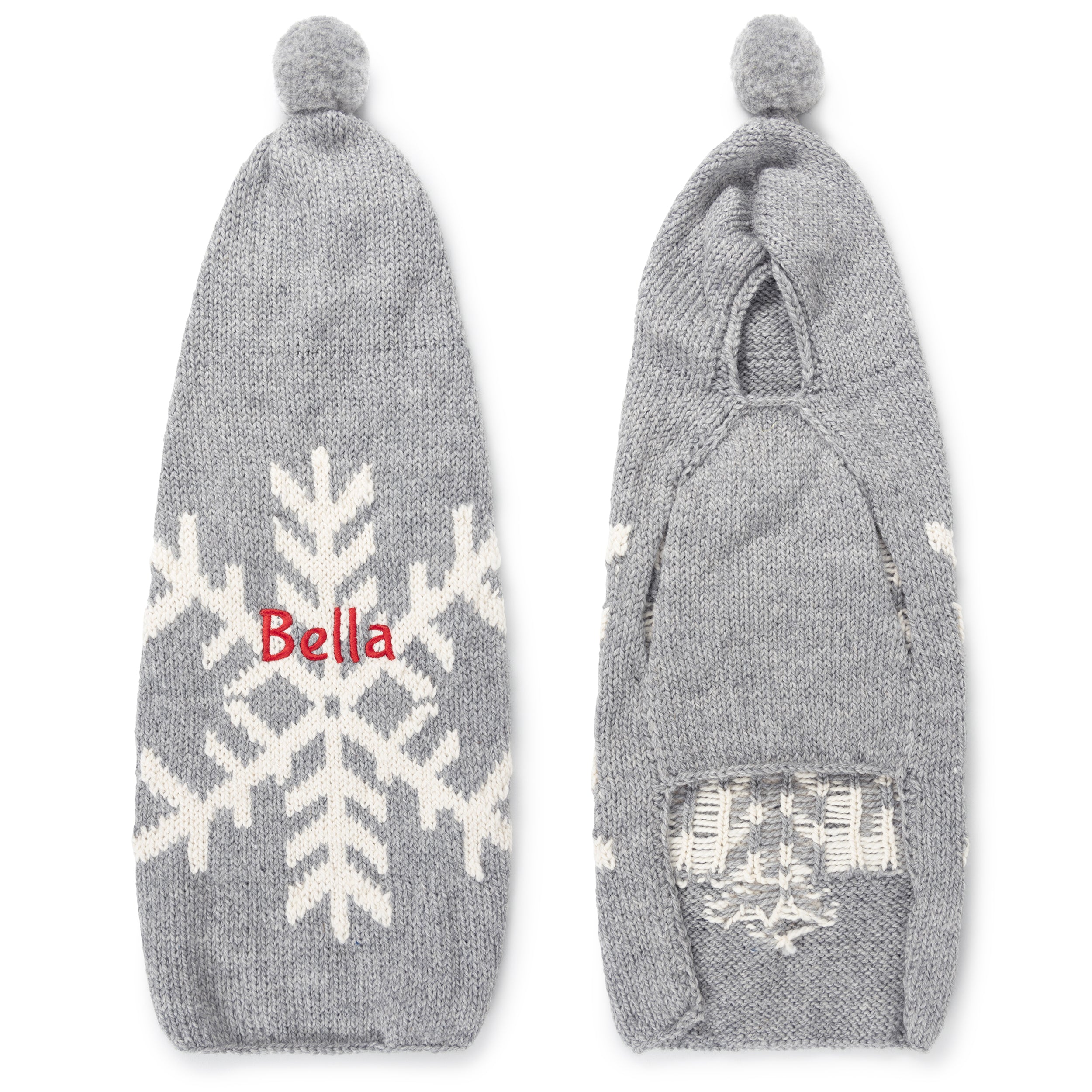 gotags-snowflake-dog-sweater-with-hood-personalized-alpaca-wool-hand-knit-pompom image 7