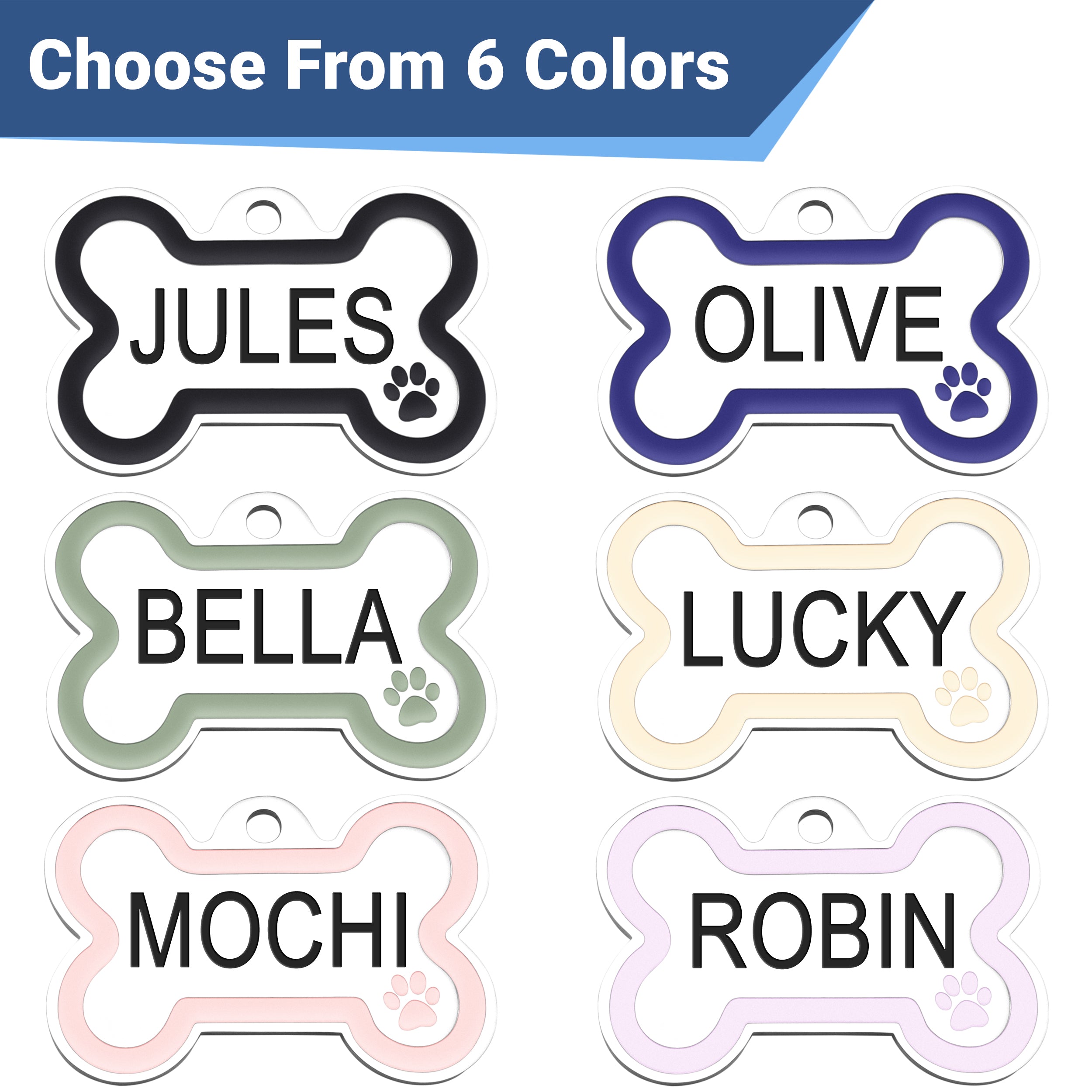 gotags-bone-dog-id-tag-with-enamel-paw-print-personalized-double-sided-engraving image 6