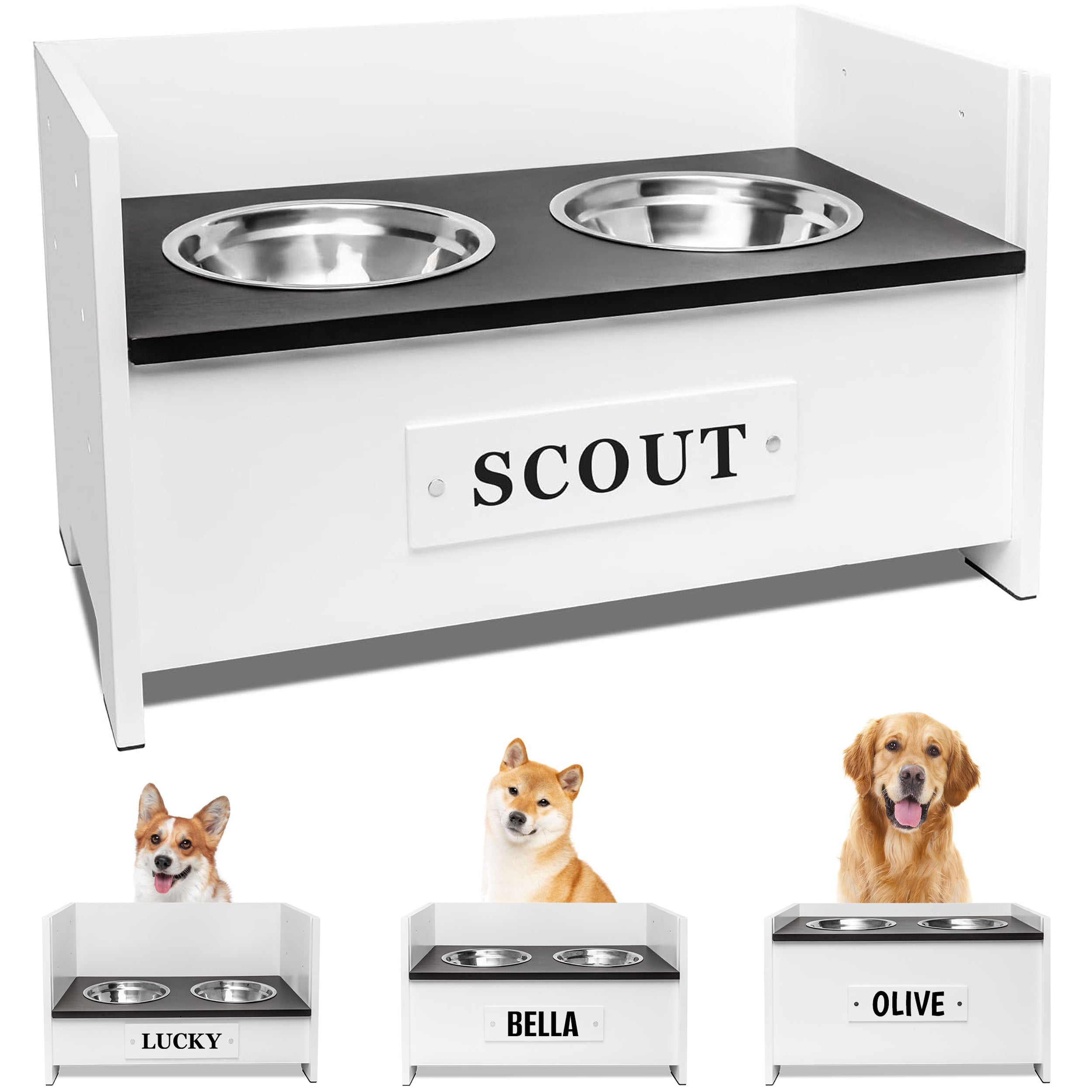 gotags-personalized-adjustable-elevated-dog-bowl-feeder-stand-3-height-levels-cu image 1