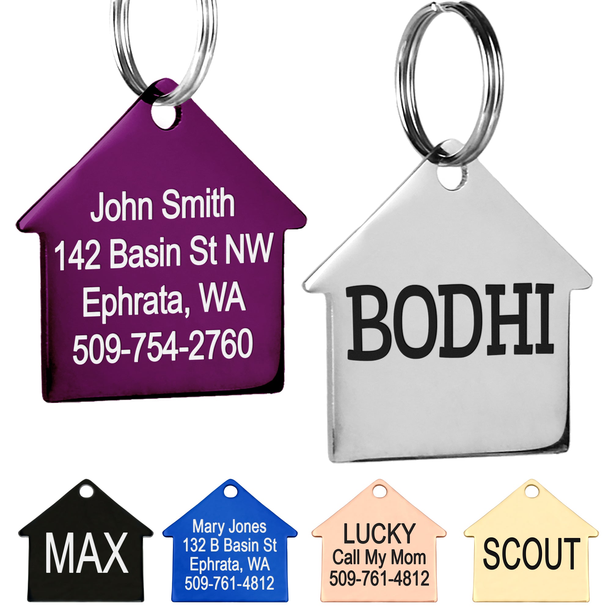 gotags-dog-house-pet-id-tag-in-stainless-steel-engraved-two-sizes image 1