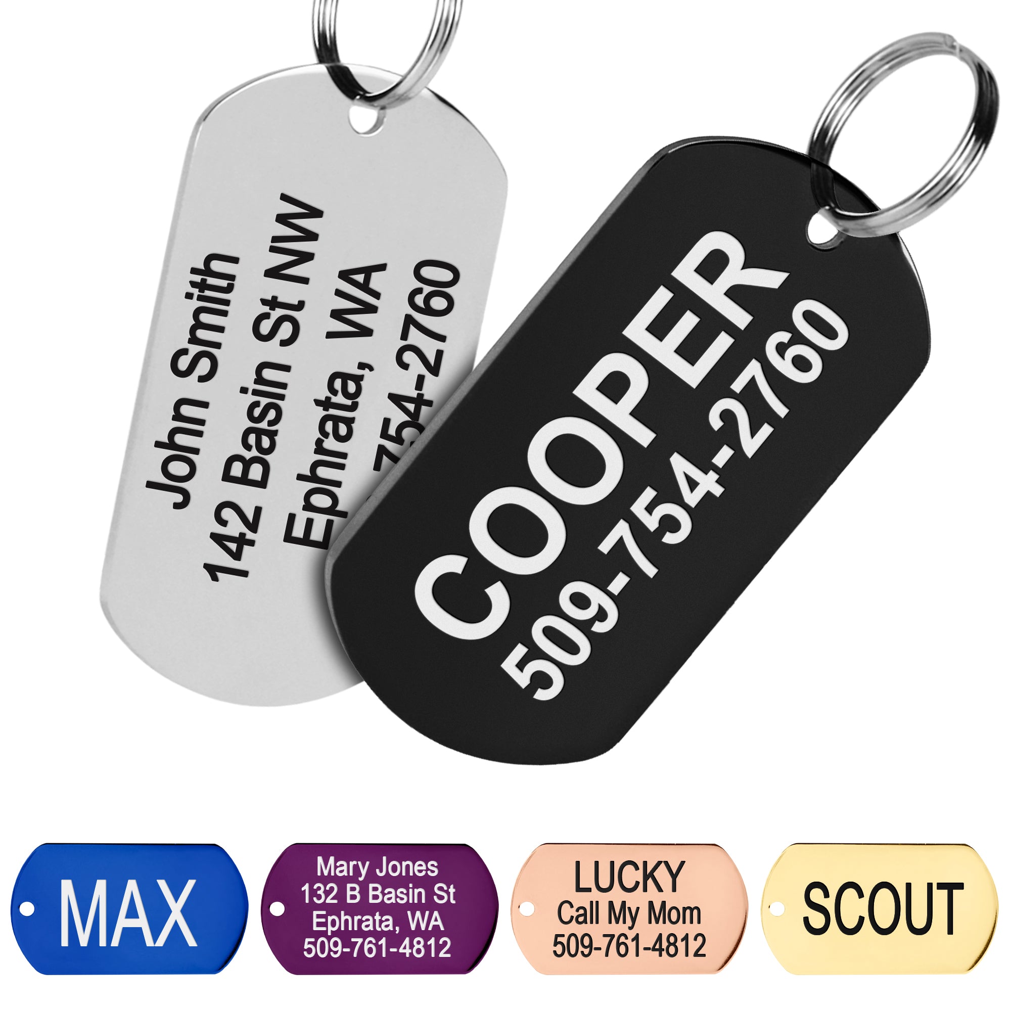 gotags-rectangle-dog-id-tag-stainless-steel-military-style-double-sided-engravin image 1