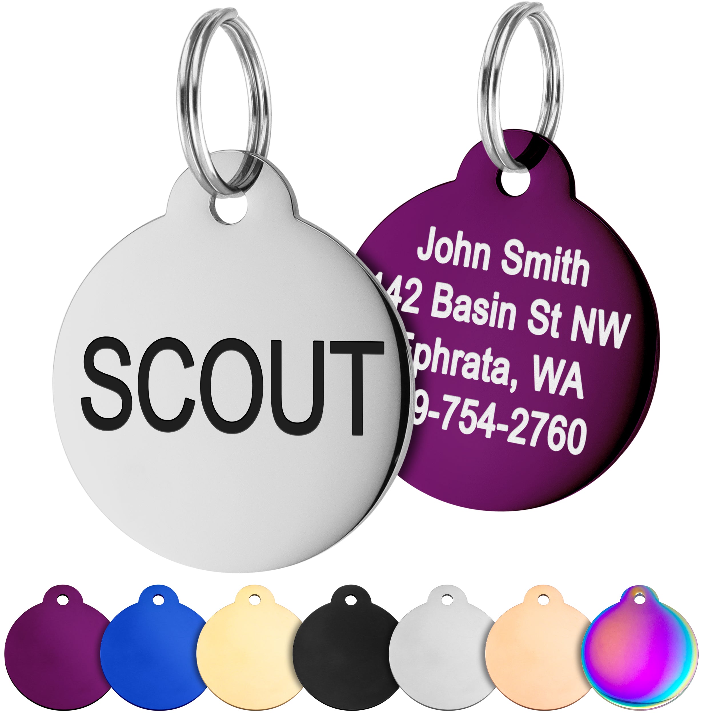 gotags-round-pet-id-tag-in-stainless-steel-double-sided-custom-engraving-2-sizes image 1