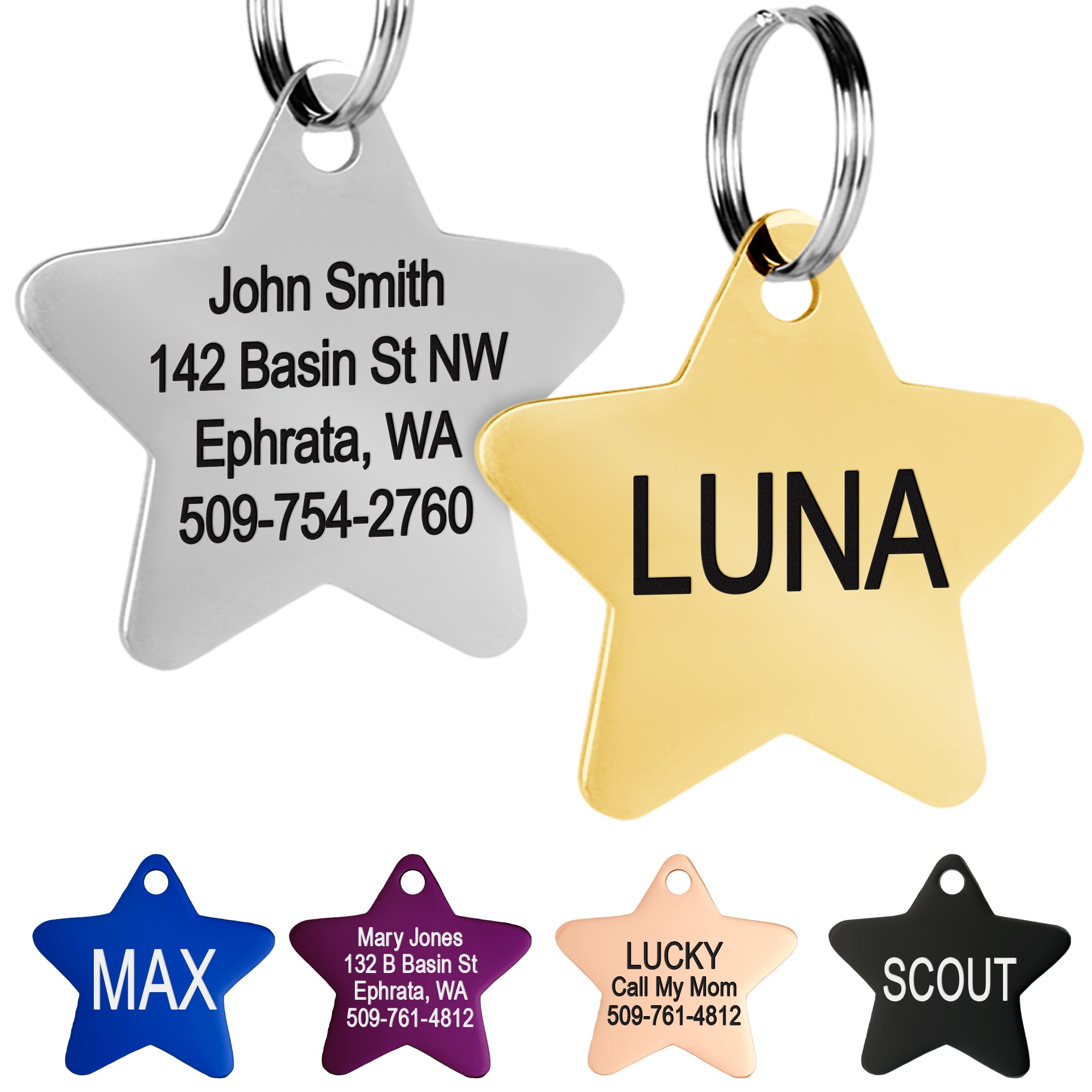 gotags-star-pet-id-tag-stainless-steel-double-sided-engraving image 1