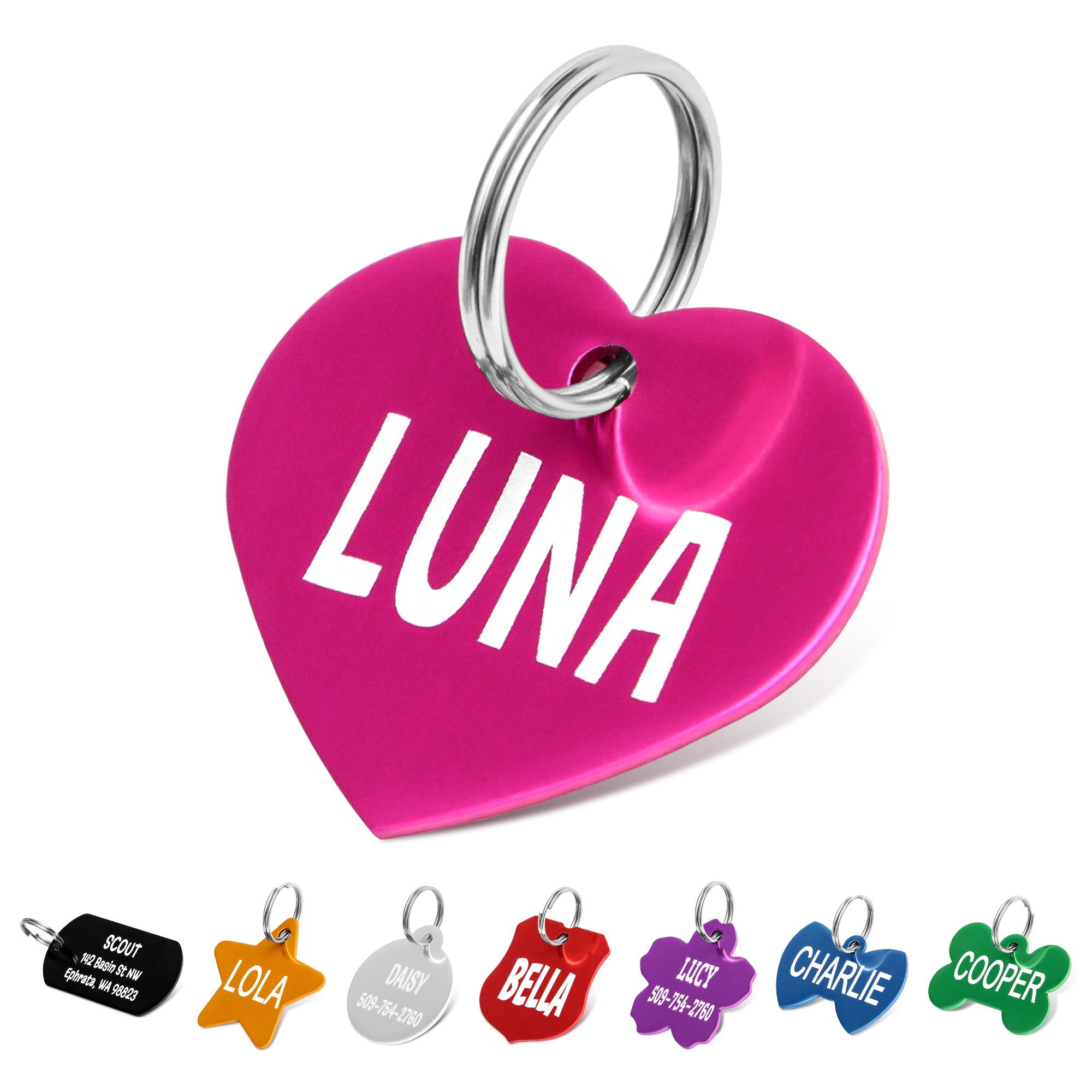 gotags-heart-shaped-aluminum-pet-id-tag-double-sided-engraving-8-colors image 1