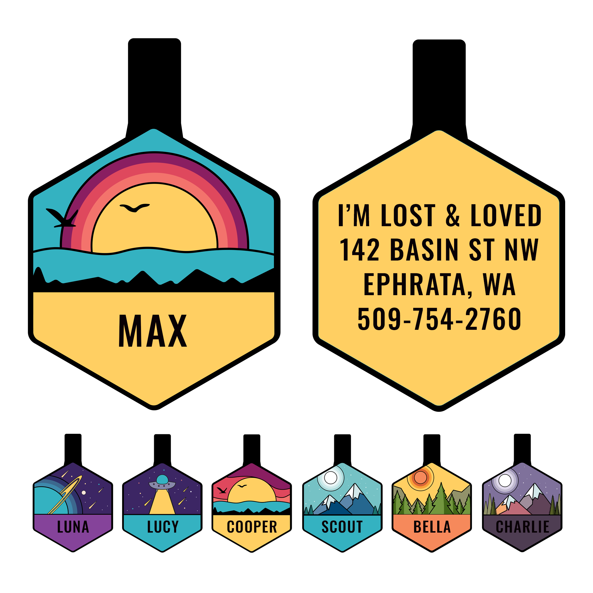 gotags-hexagon-silent-silicone-dog-id-tag-7-designs-silent-personalized image 7