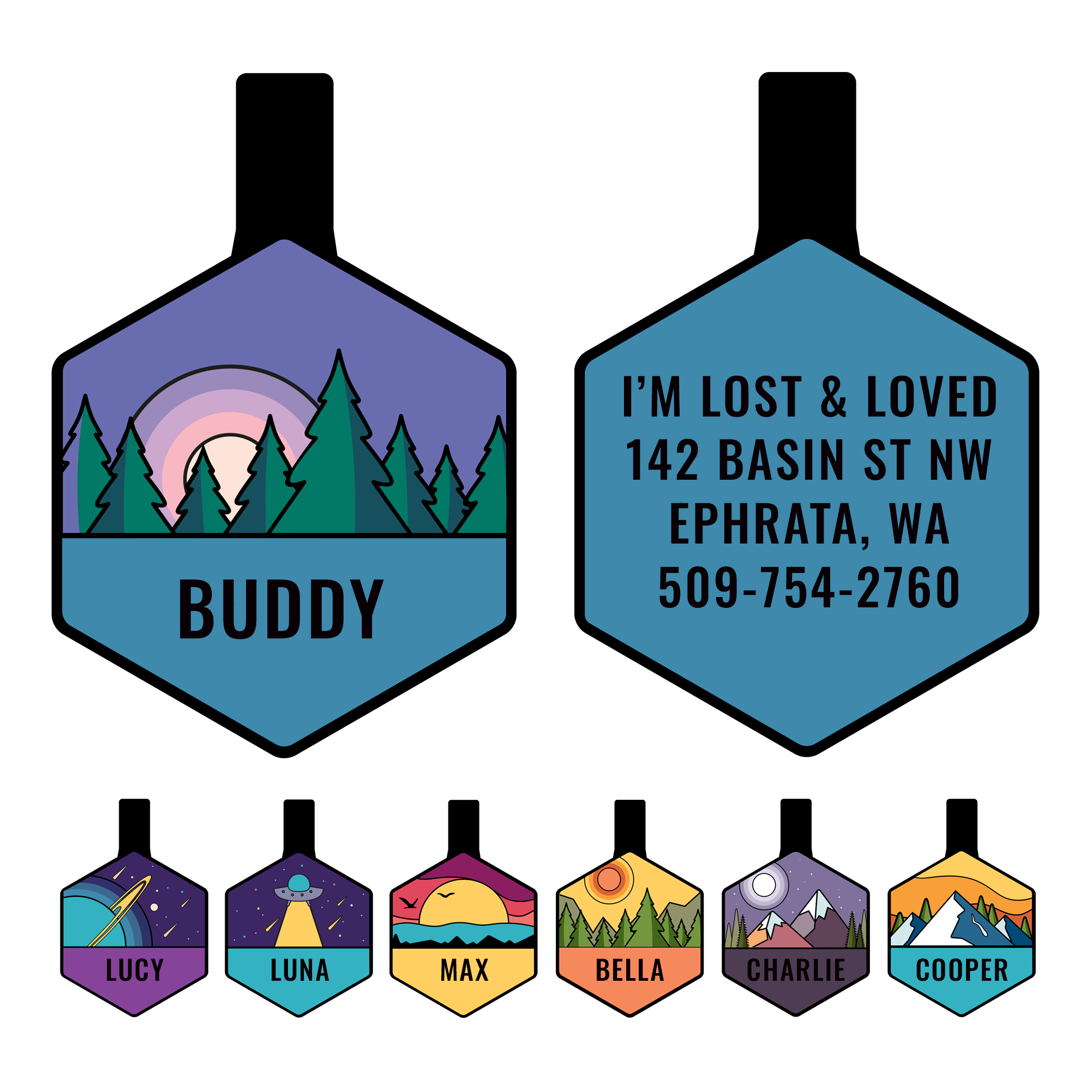 gotags-hexagon-silent-silicone-dog-id-tag-7-designs-silent-personalized image 3