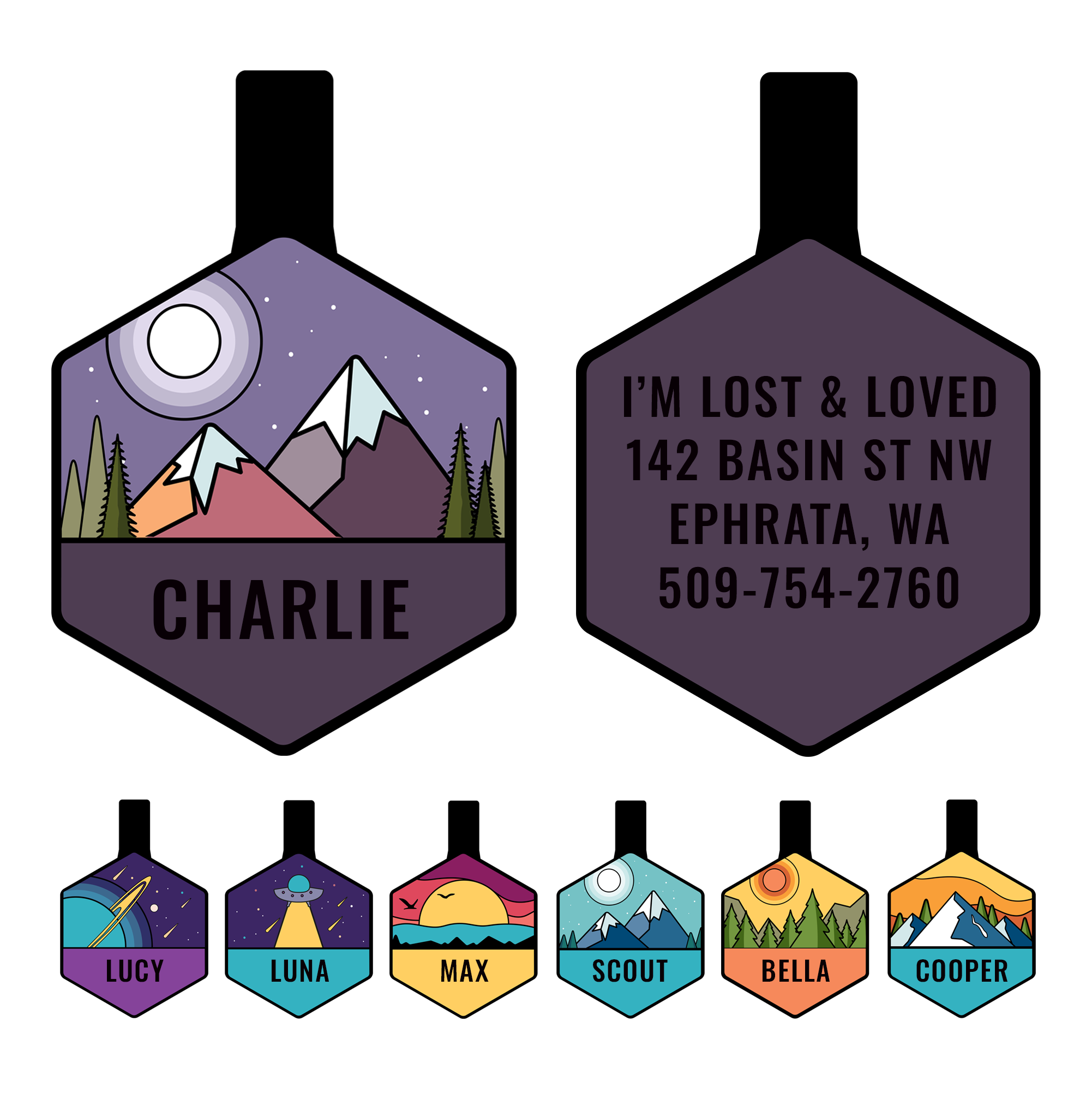 gotags-hexagon-silent-silicone-dog-id-tag-7-designs-silent-personalized image 5