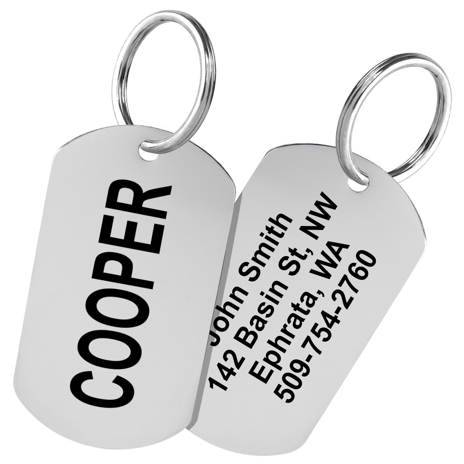gotags-rectangle-pet-id-tag-stainless-steel-personalized-double-sided-engraving image 1